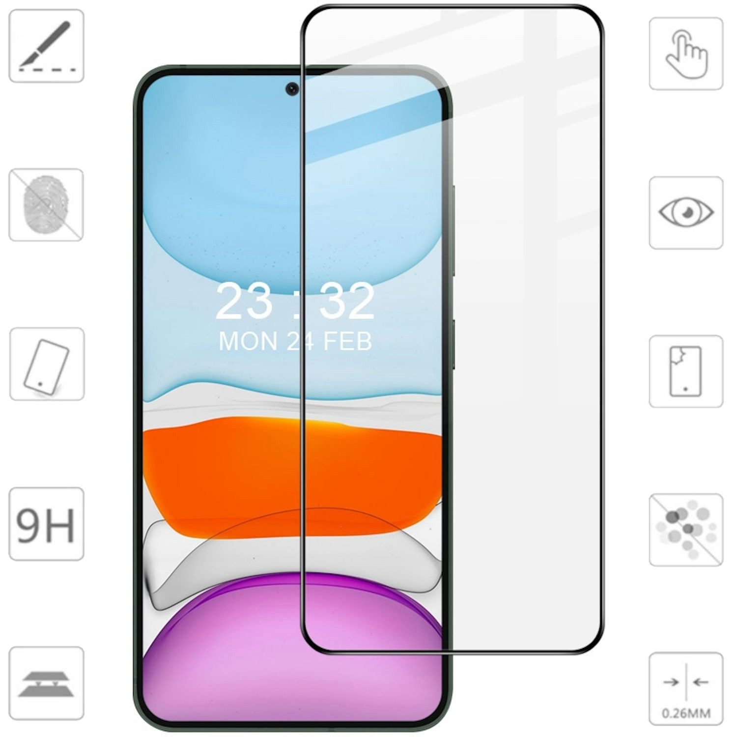 Handyhülle Für Samsung Galaxy S25 Plus 3D Premium 0,3mm H9 Hart Glas Schutz Folie