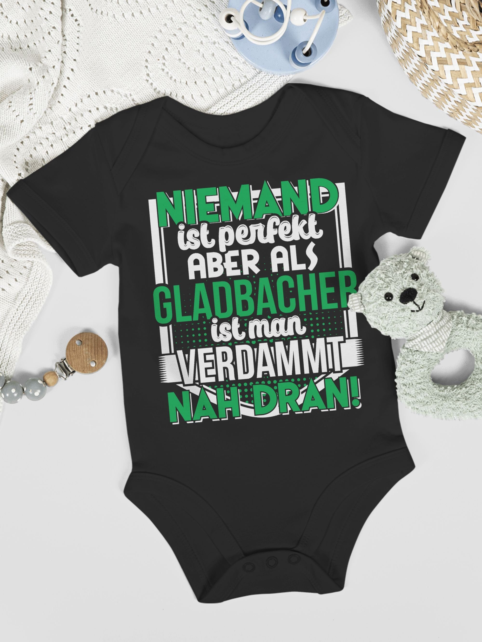 Gladbacher Schwarz ist perfekt Baby Länder Niemand Shirtracer 1 Shirtbody Wappen