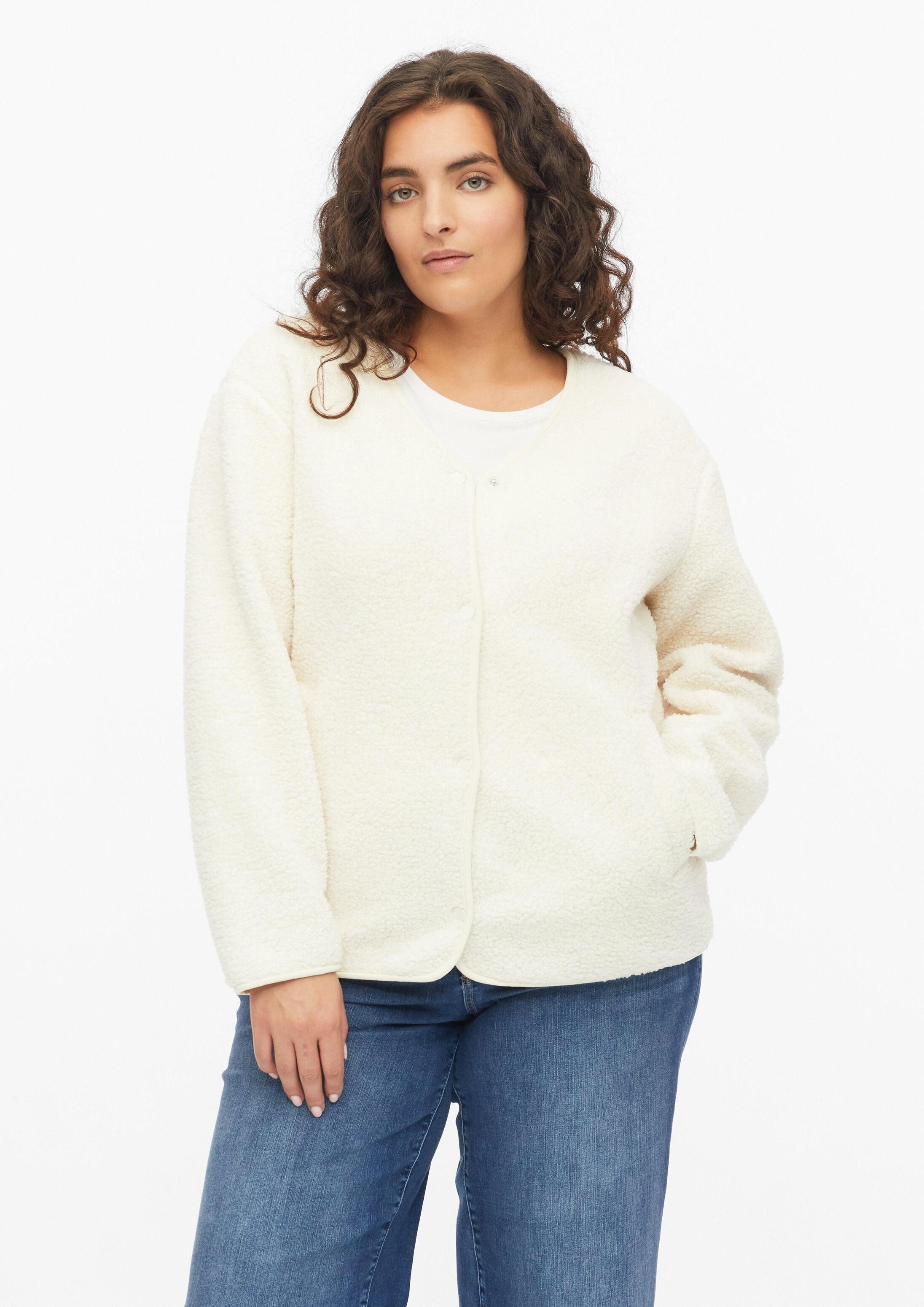 s.Oliver Funktionsjacke Sweatshirt Leichte Teddyjacke im Relaxed Fit