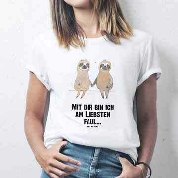 Mr. & Mrs. Panda T-Shirt Faultier Pärchen - Weiß - Geschenk, Lustiges T-Shirt, Junggesellenabs (1-tlg)