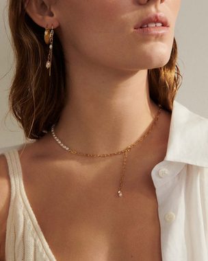 Pernille Corydon Perlenkette Seaside Halskette Damen 40-45 cm, Silber 925, 18 Karat vergoldet