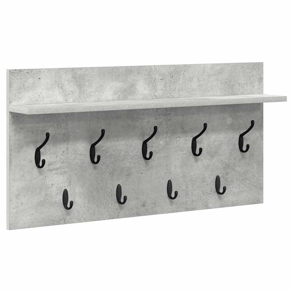 furnicato Garderobenständer Wandgarderobe mit Regal 80 x 40 x 12 cm Beton Grau, Garderobenständer mit Ablagefläche und Haken für deinen Flurbereich