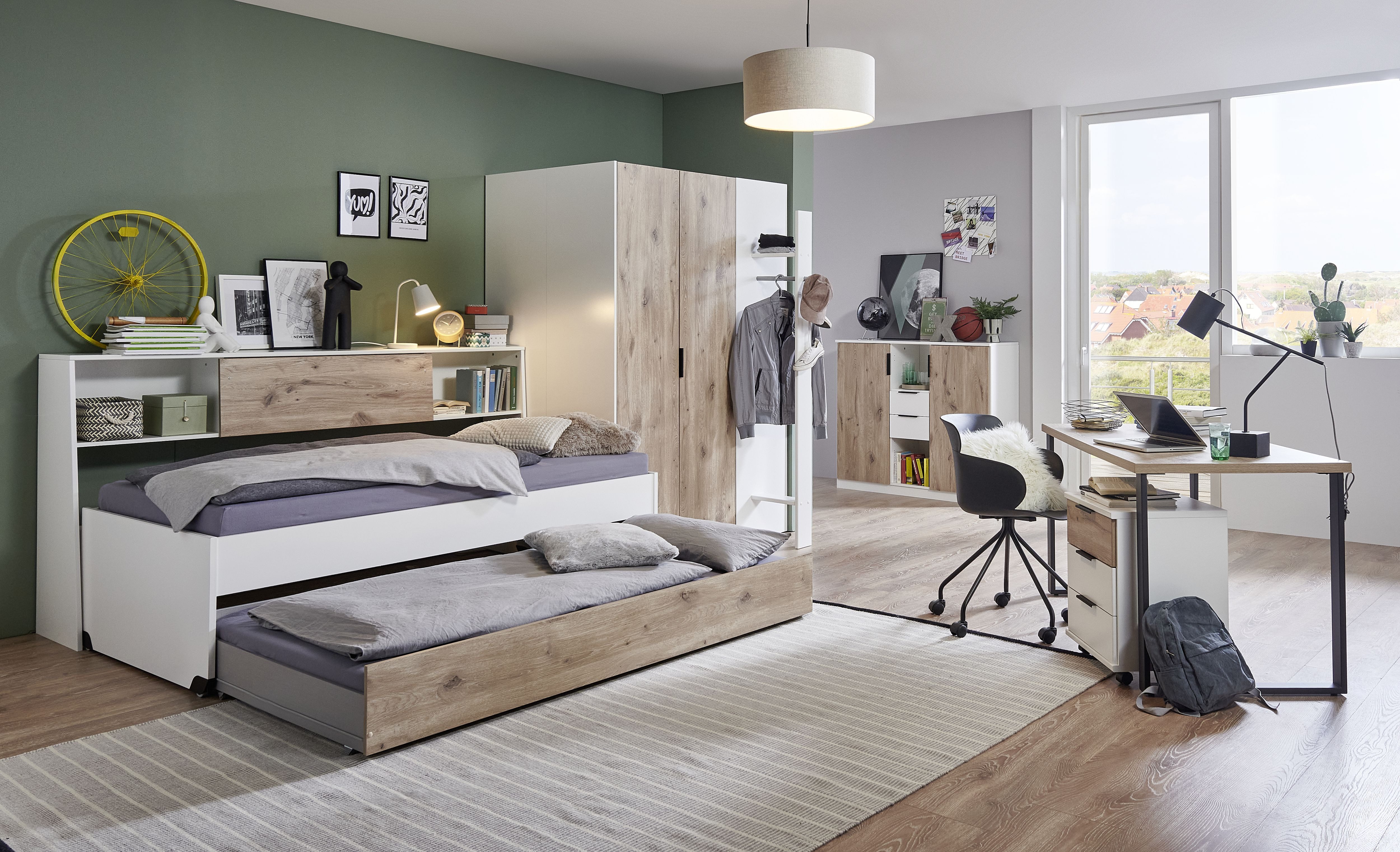 Wimex Kombikommode Norderney Kommode Sideboard 2-türig 2 Schubladen, B/T/H 122/40/105cm, mit Metallgriffe und Metallschienen