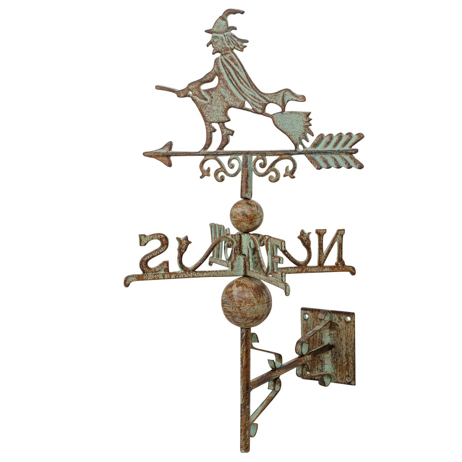 Aubaho Dekoobjekt Nostalgie Wand Wetterhahn Hexe Garten Dekoration Windrad Eisen Wetterf