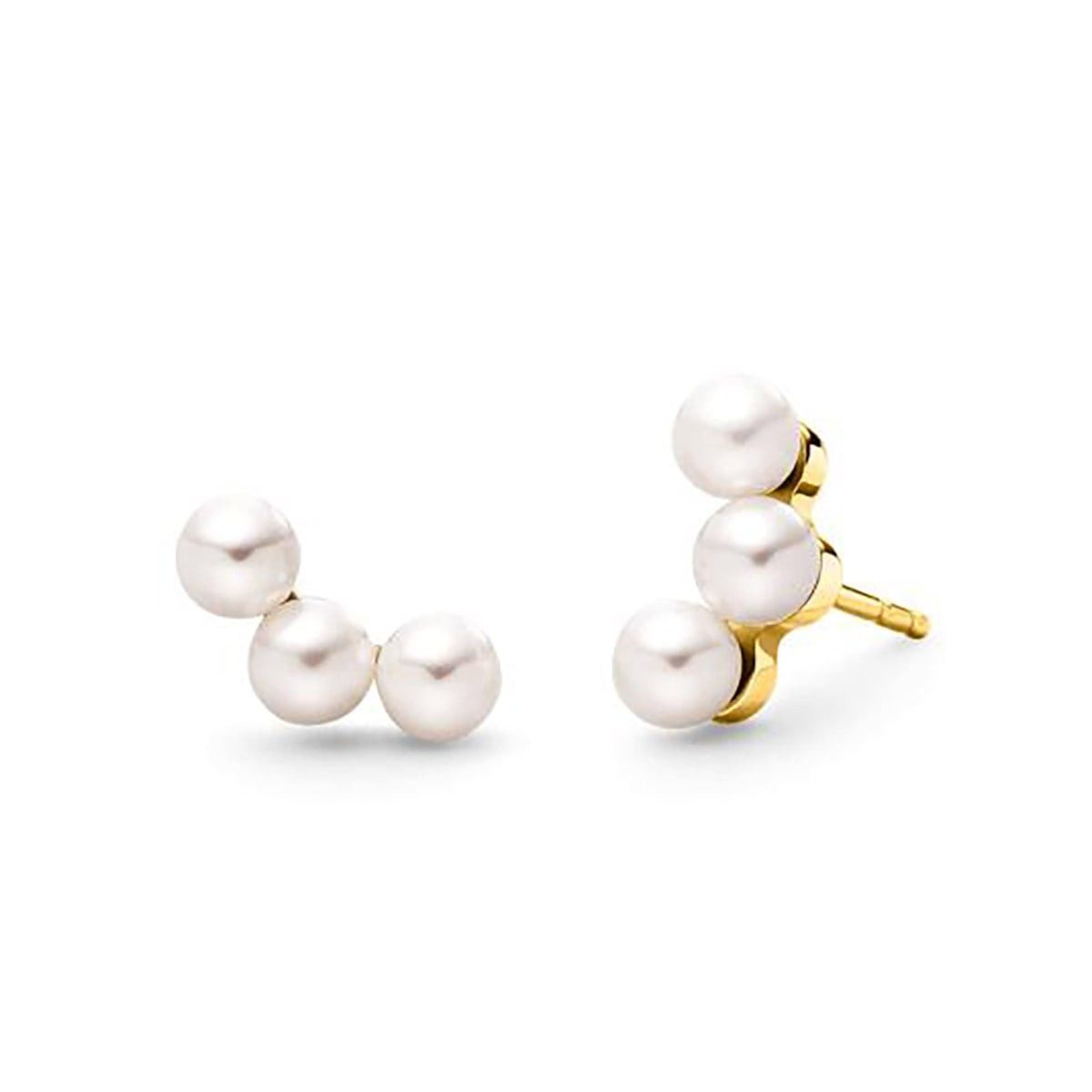 Boccia Paar Ohrstecker Titan Vergoldet mit Süßwasser-Zuchtperlen