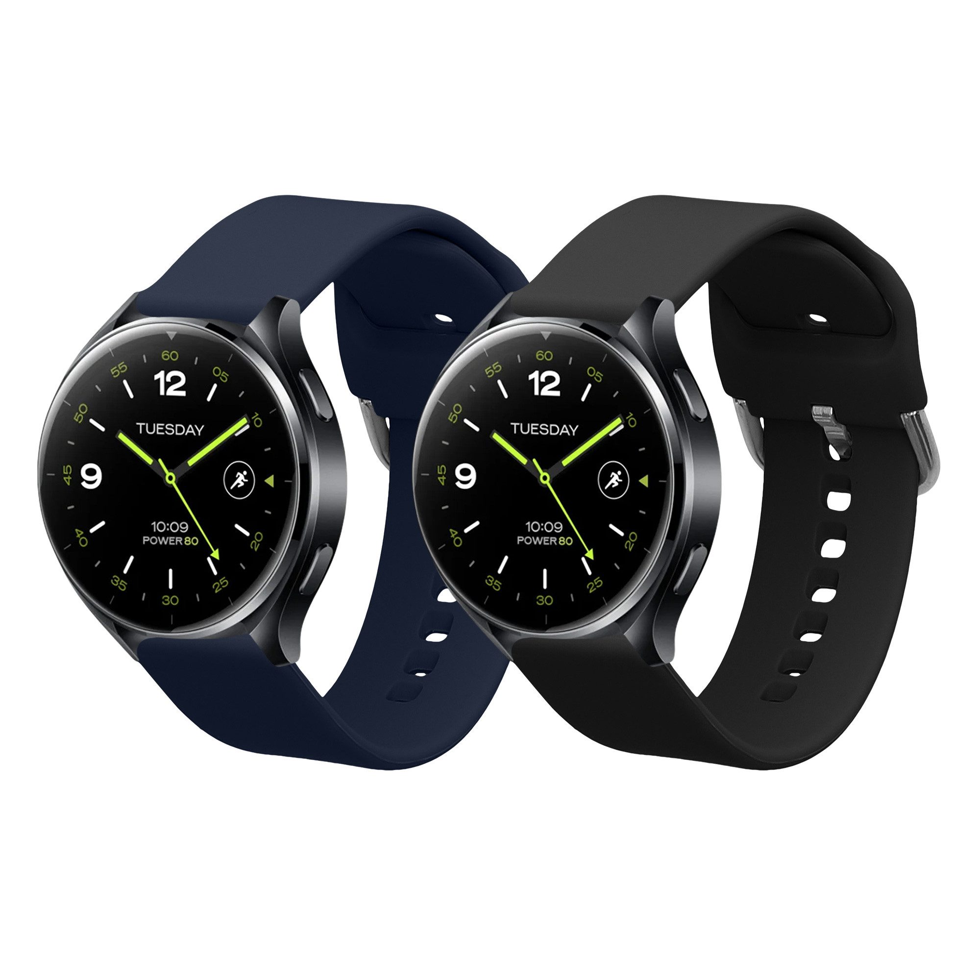 kwmobile 2x Uhrenarmband für Xiaomi Watch 2 / OPPO Watch X / Oneplus 2 Armband Smartwatch, 2-tlg., Fitnesstracker Band Set aus TPU Silikon - Ersatzarmband Smartwatch