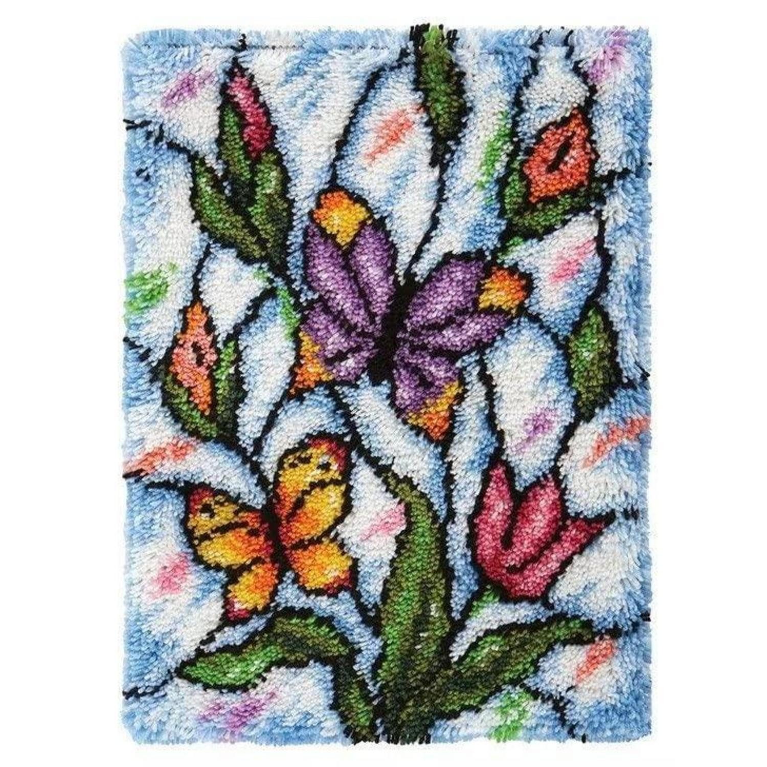 LuxusKollektion Kreativset Knüpfhaken-Teppich-Set Schmetterlinge A514 50*38cm
