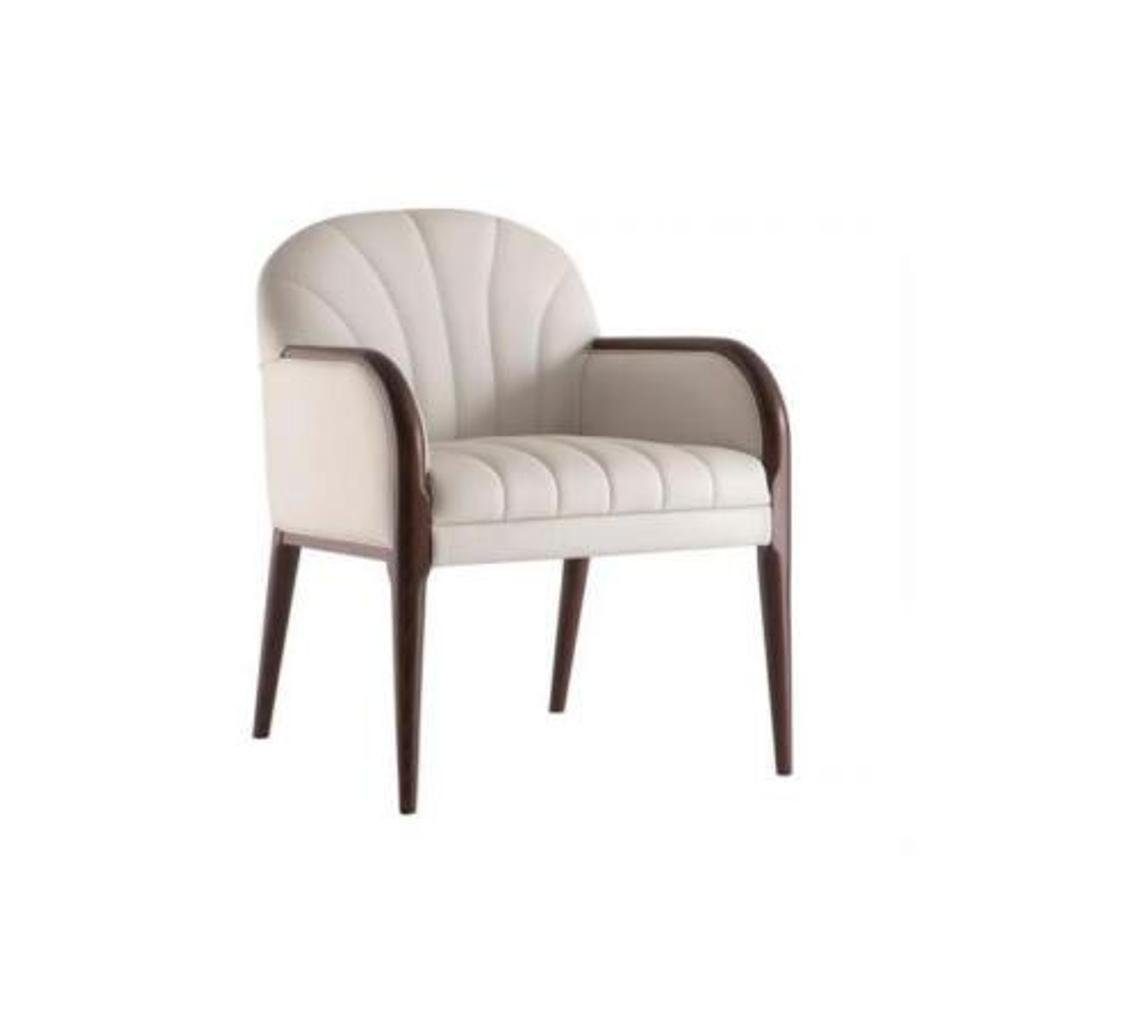 Möbel Holzstuhl 1x Sessel Luxus Made Polster (1-St., JVmoebel Weißer Sessel), Designer Armlehnenstuhl Stühle Europa in