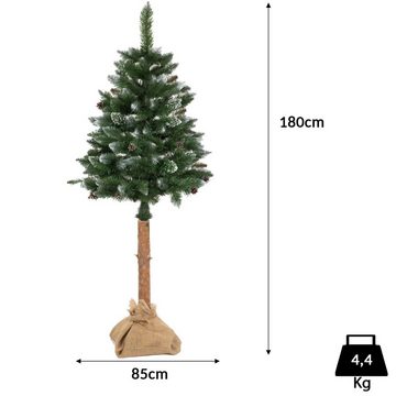 Moritz Künstlicher Weihnachtsbaum 180 cm auf Stamm mit Schnee, Nordmanntanne, Nordmanntannen Optik Christbaum Tannenbaum Dekobaum Kunstbaum
