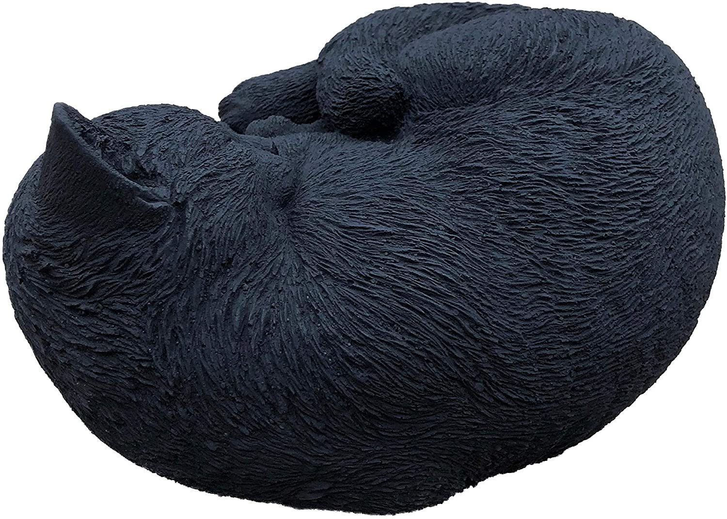 Stone and Style Gartenfigur Frostfeste Steinfigur schwarze Katze schlafend eingerollt – Bild 2 von 5