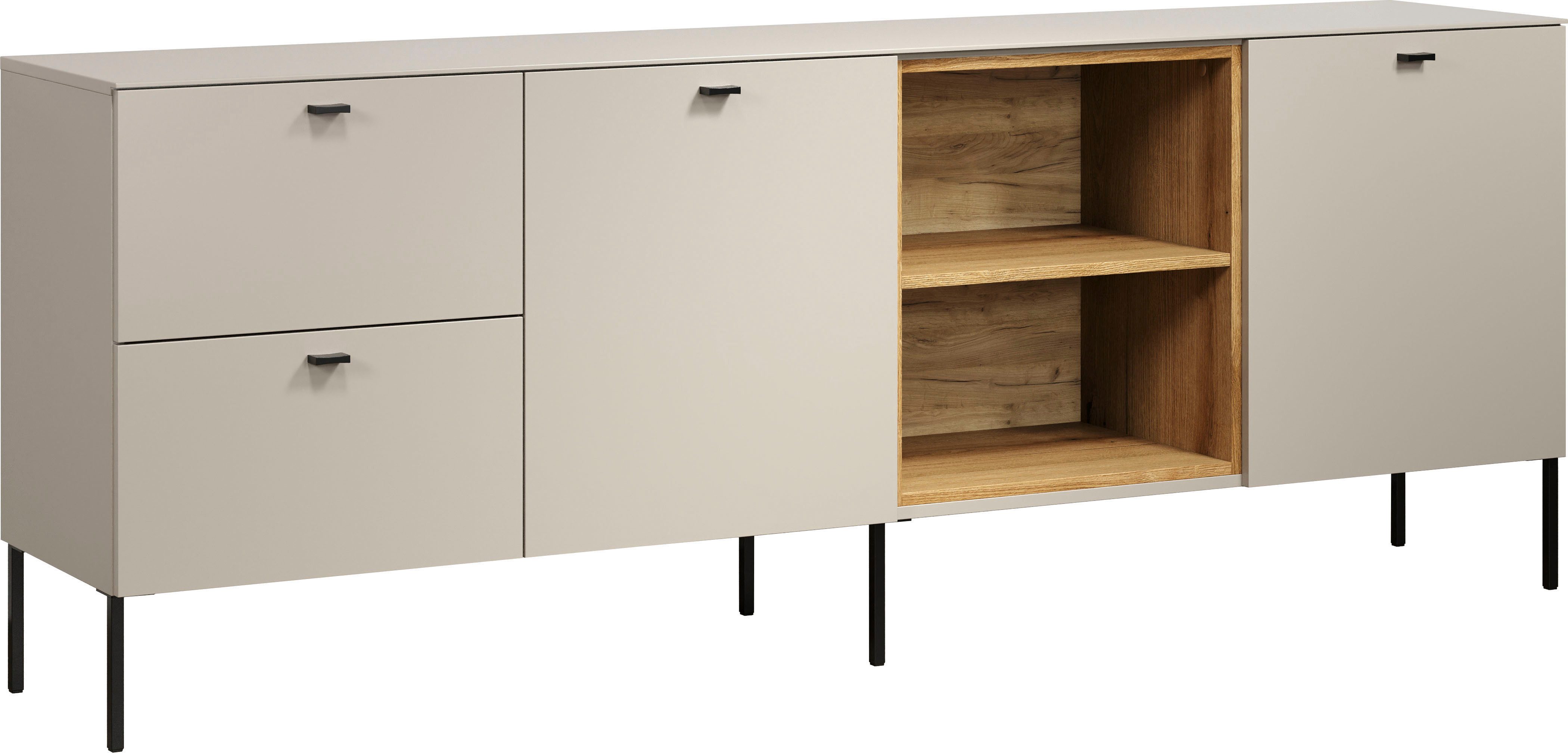 Home affaire Lowboard San Pedro (1 St), TV-Lowboard mit Türen, Schubkasten & Soft-Close - (B/T/H) 200/40/75 cm