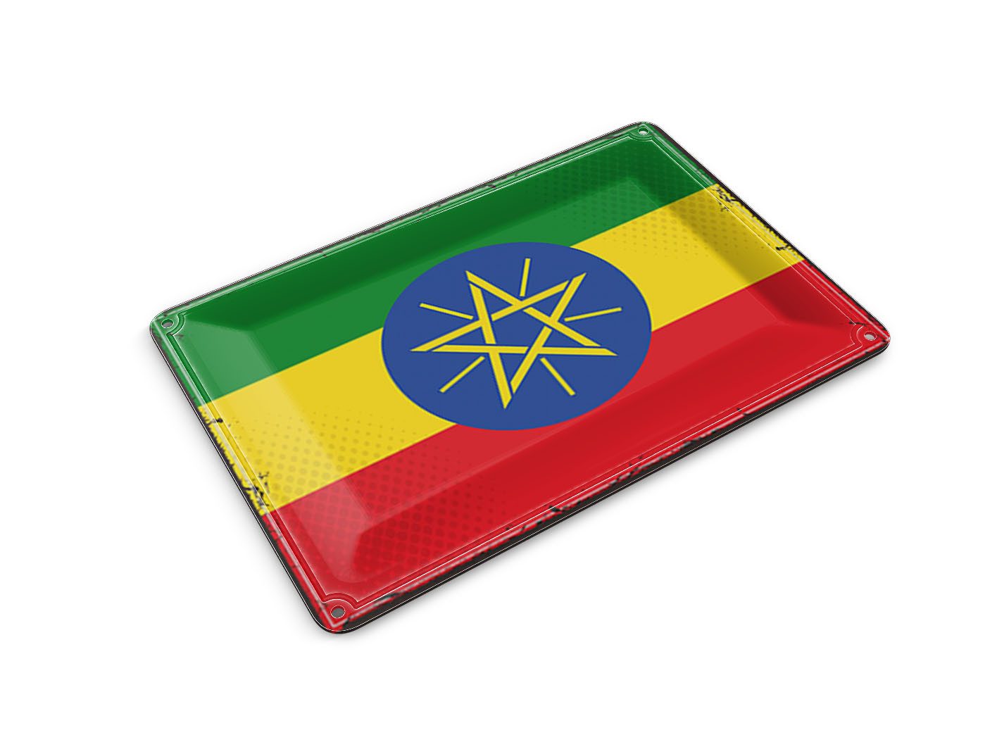 Femer GmbH Postkarte Flagge Äthiopiens 14x10 cm Retro Flag Ethiopia, unfrankiert