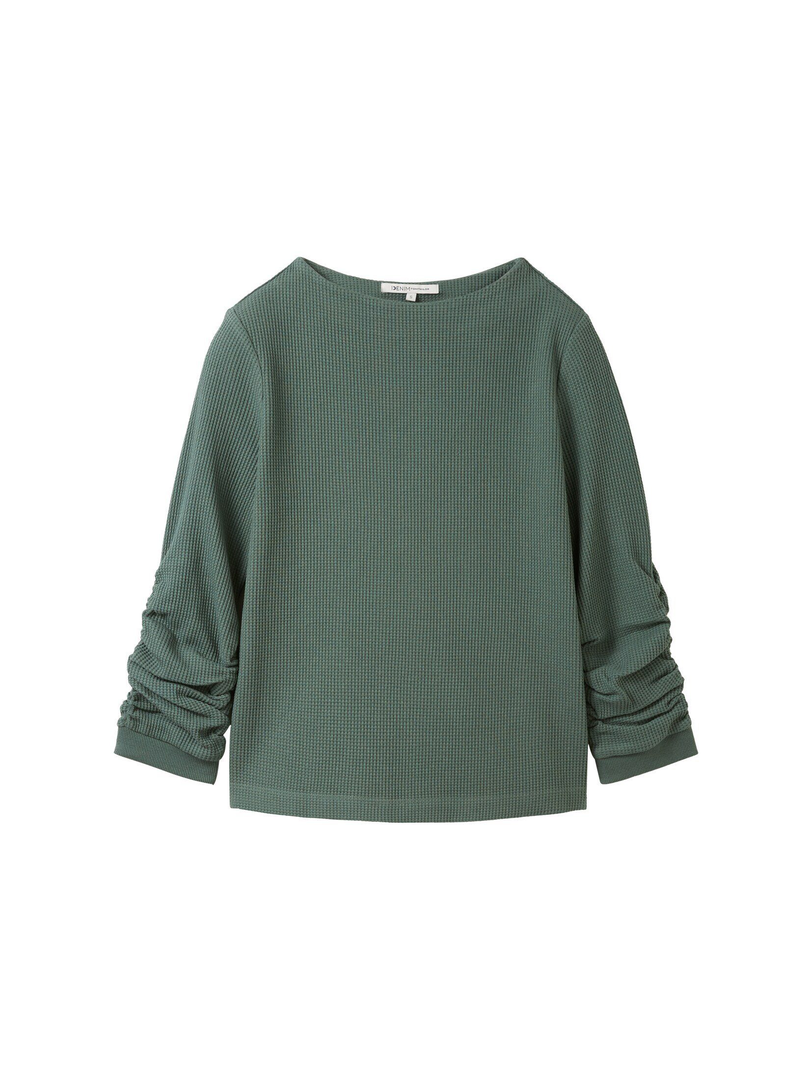 TOM TAILOR Denim Sweatshirt Sweatshirt mit green Falten dust