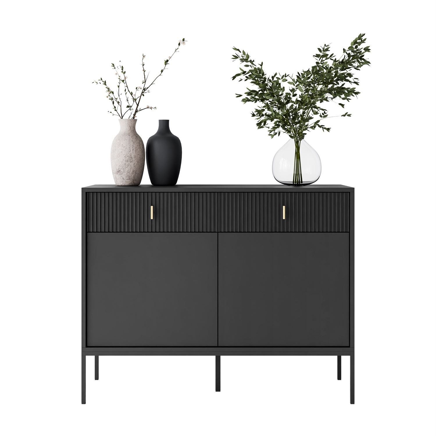 Lookway Kommode MIDNIGHT 2D2S mit zwei Schubladen auf Gestell