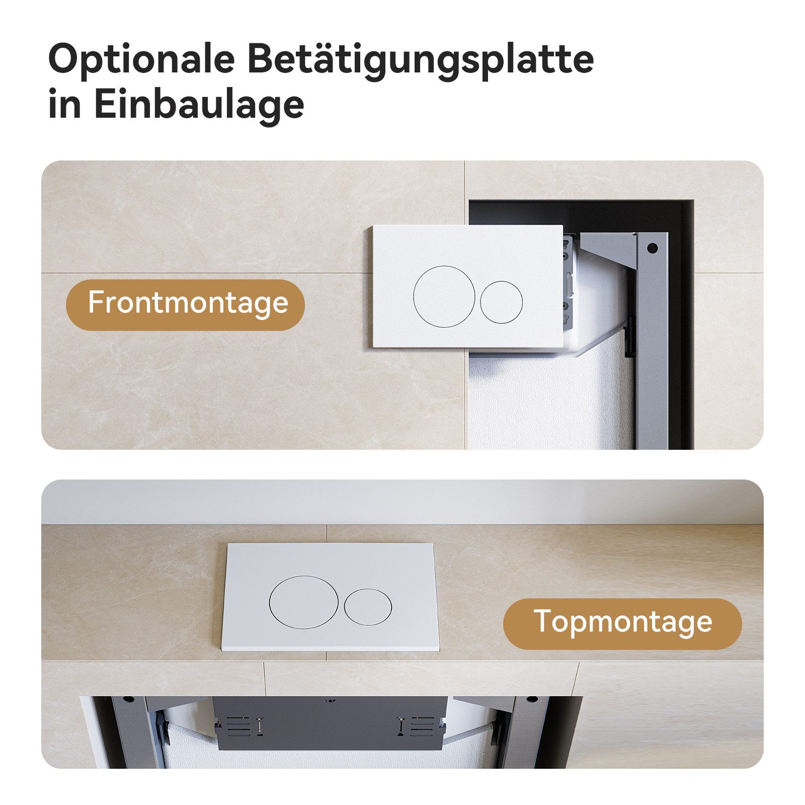 HOROW Vorwandelement WC Unterputz Wand-WC Spülkasten mit betätigungsplatte BH 82cm, Vorwandelement WC, Element für Wand-WC, - 50×12×82 cm – Bild 5 von 5