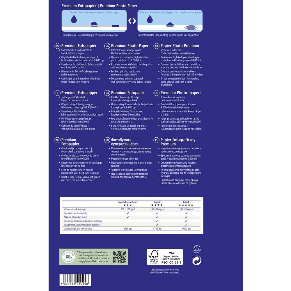 Avery Zweckform Fotopapier Avery Zweckform Premium Inkjet Fotopapier, A4 2556-20, Hochglänzend