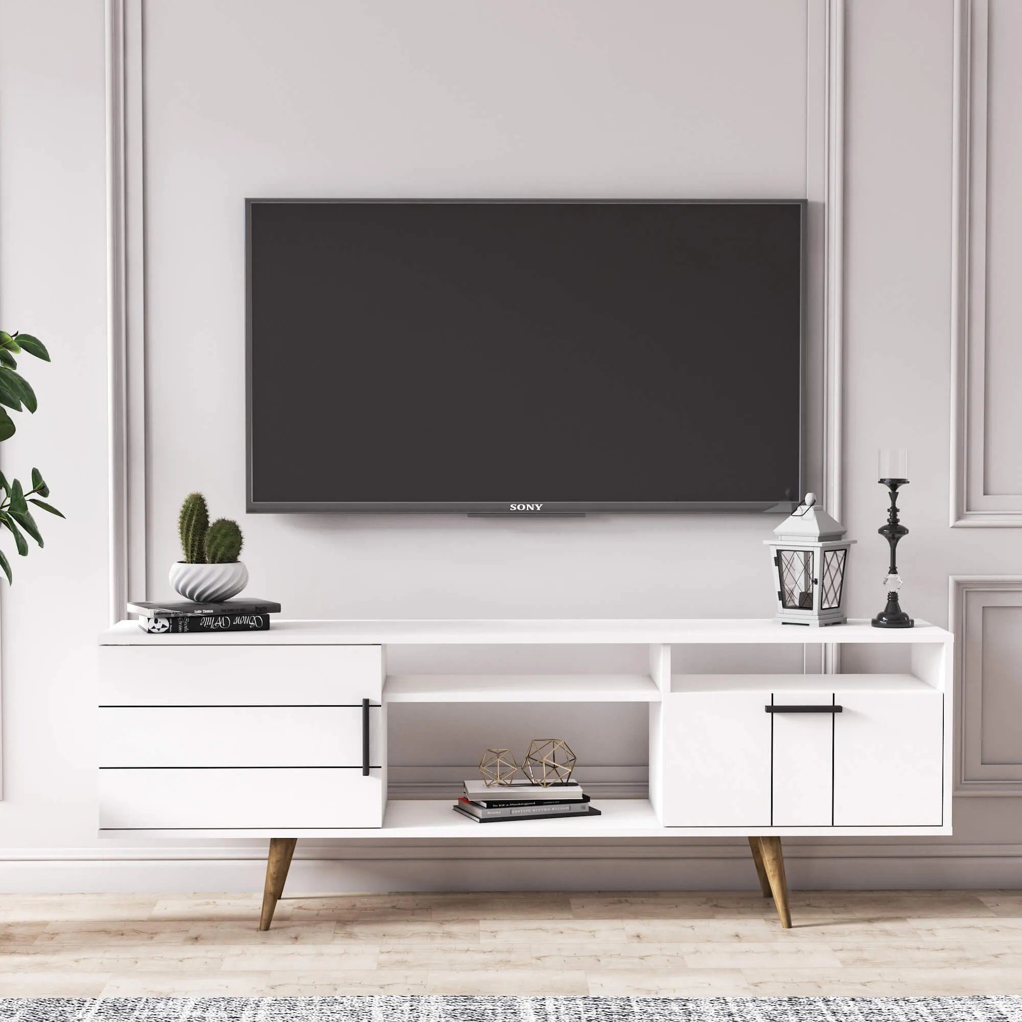 Minimadecor TV-Schrank Termini TV-Schrank hochglanz weiß 180 cm x 65 cm x 35 cm