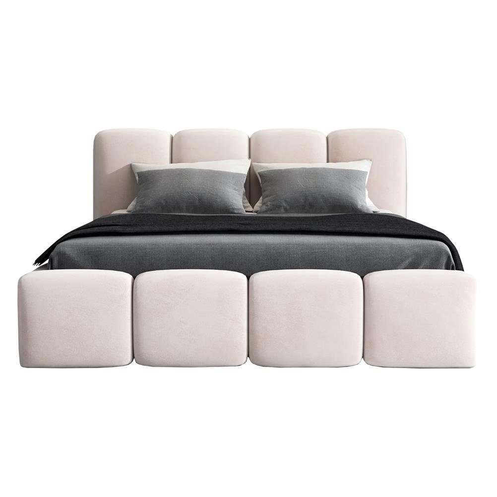 A&J MöbelLand GmbH Polsterbett DONA-OM mit Lattenrost und Bettkasten. (Bett mit Kopfteil. Lattenrost und Bettkasten Inclusive! Viele Varianten zur Auswahl – wählen Sie Größe und Farbe!, TOP ANGEBOT), Länge: 220 cm Höhe Kopfteil: 100 cm