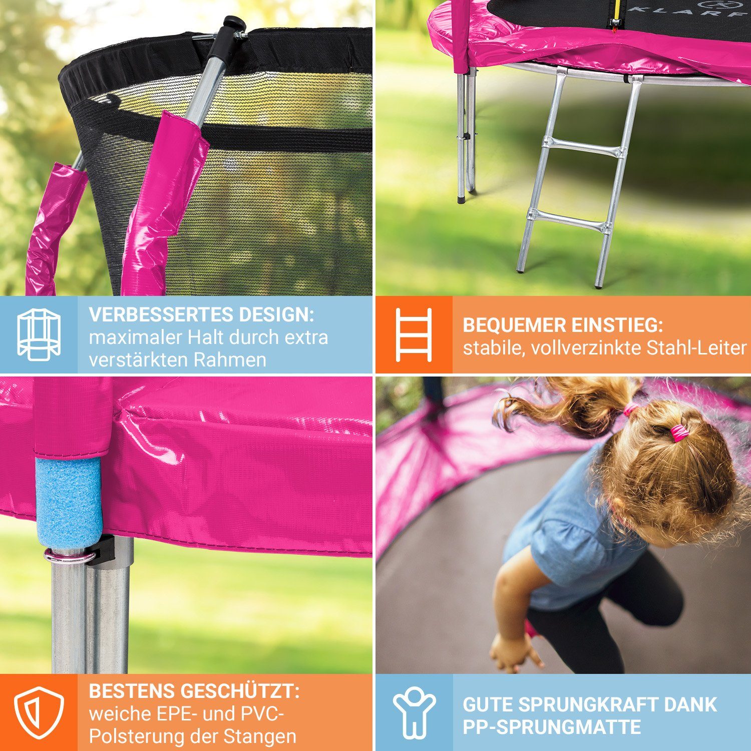 KLARFIT Gartentrampolin Jumpstarter, Ø 0 cm, Kinder Trampolin Outdoor Trampolin Kinder Gartentrampolin für zuhause