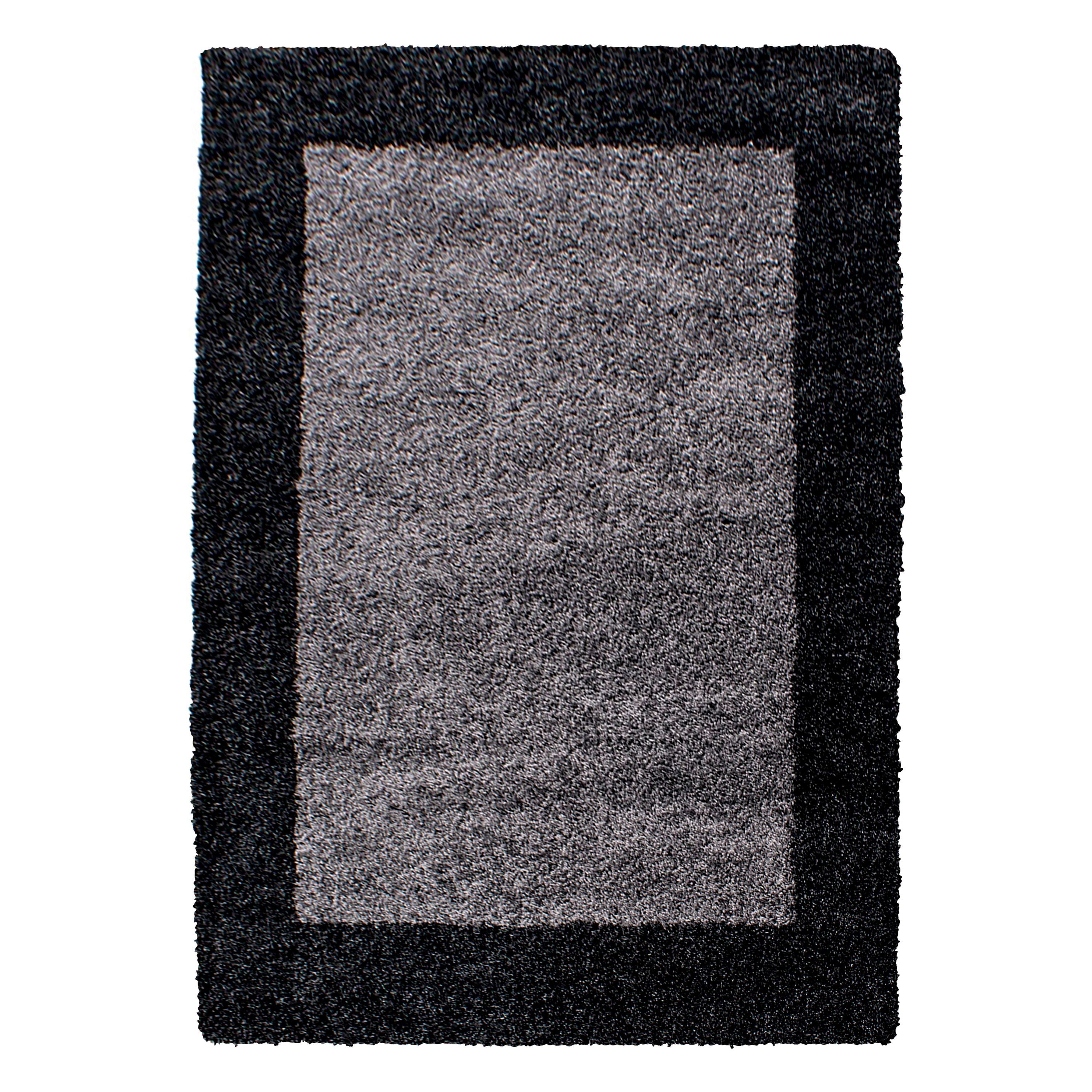 Teppich Bordüre Design, Teppium, Rechteckig, Höhe: 30 mm, Teppich Bordüre Design Schwarz Langflor Shaggy Teppich Wohnzimmer