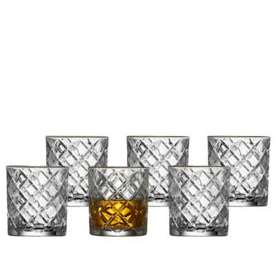 LYNGBY-GLAS Gläser-Set Lyngby Trinkglas mit Goldrand Diamant-Serie 6er Set ca 35cl, Glas mit Goldrand