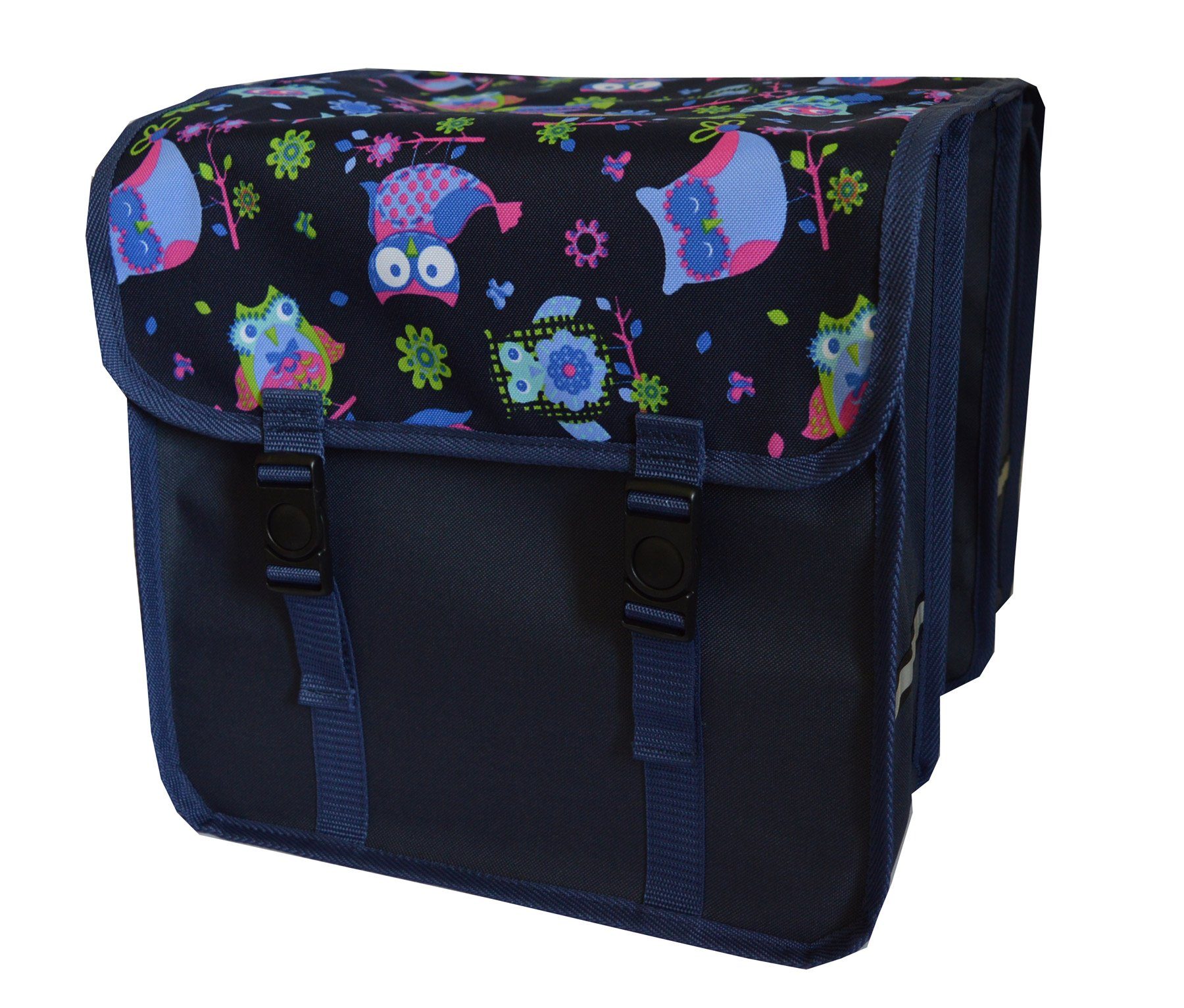 Aves-24 Fahrradtasche FAHRRADTASCHE Satteltasche Gepäckträgertasche Doppel Fahrrad 26" 28", 18. Duo - Eule blau