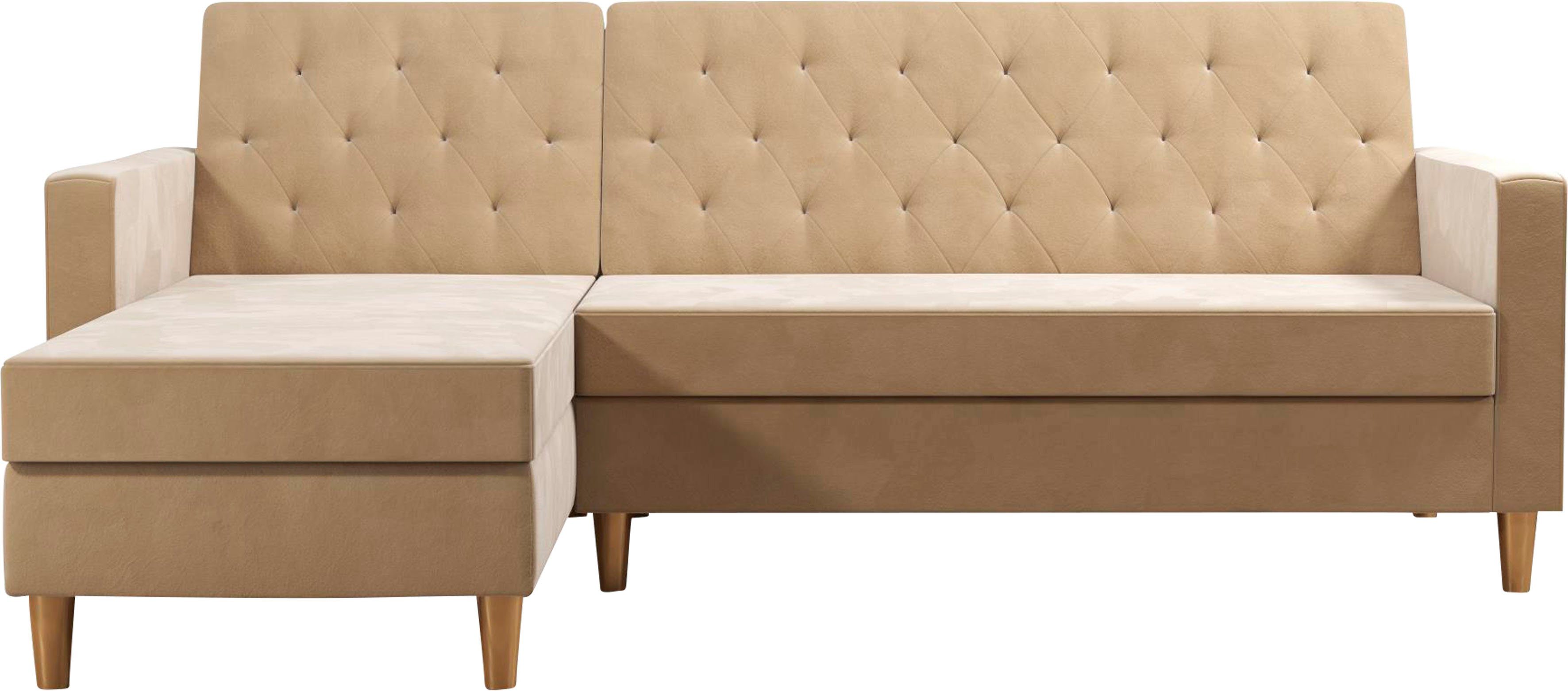 Dorel Home Ecksofa Liberty, L-Form, mit Schlafffunktion, Recamiere beidseitig montierbar, Sitzhöhe 43 cm