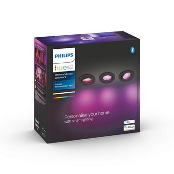 Philips Hue LED Deckenstrahler Bluetooth White & Color Ambiance Einbauspot Centura in Schwarz 5W, keine Angabe, Leuchtmittel enthalten: Ja, LED, warmweiss, Deckenstrahler, Deckenspot, Aufbaustrahler