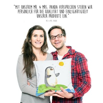 Mr. & Mrs. Panda Dekokissen Pinguin Surfer - Weiß - Geschenk, Motivkissen, surfen, Portugal, Deko