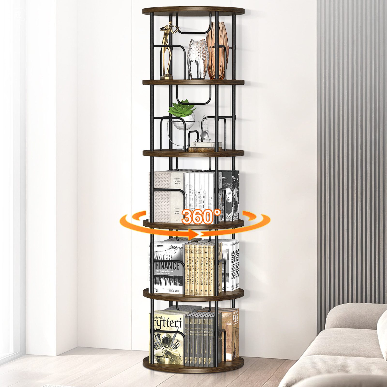 XERSEK Bücherregal Drehbares Regal 360° Freistehend günstig online kaufen