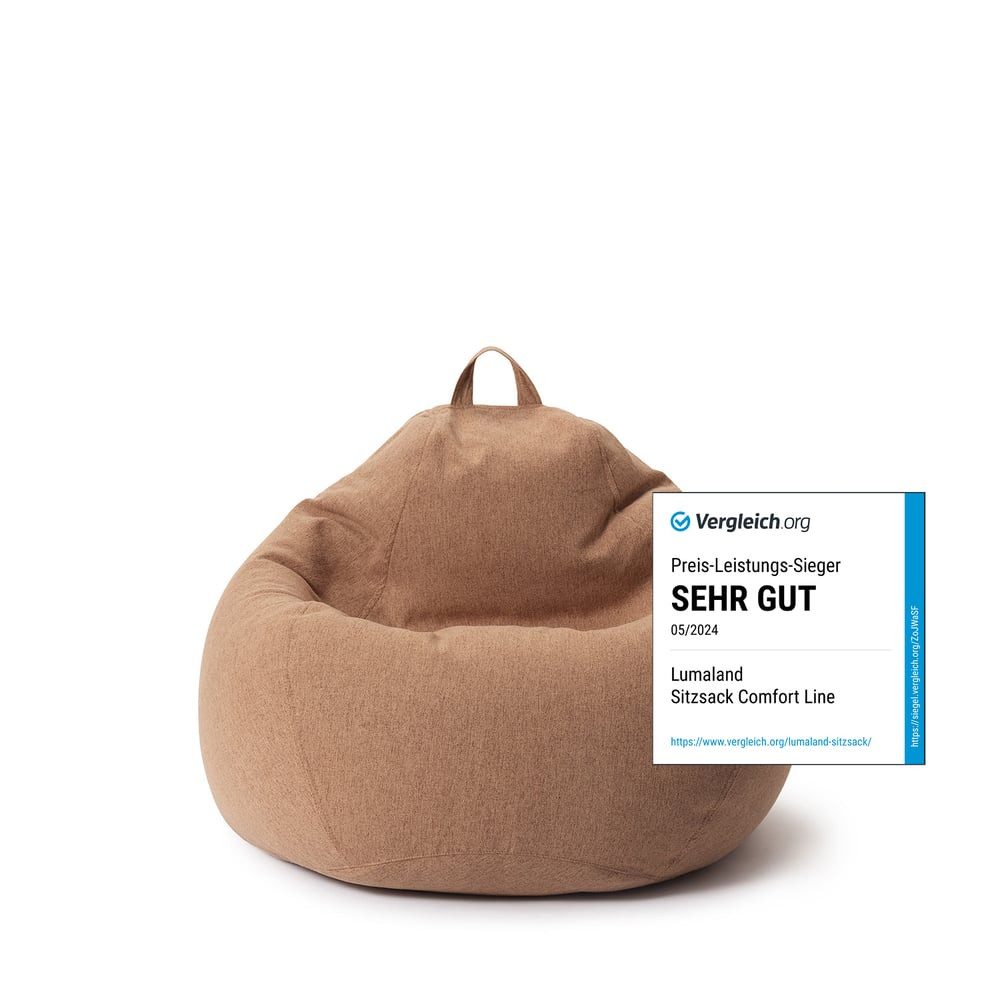 Lumaland Sitzsack LUMALAND Comfort Line Sitzsack M, 120 L - bequemer Indoor Sofa Sessel, Pouf separat erhältlich - Bean Bag mit Füllung - XXL Lounge Sitzkissen