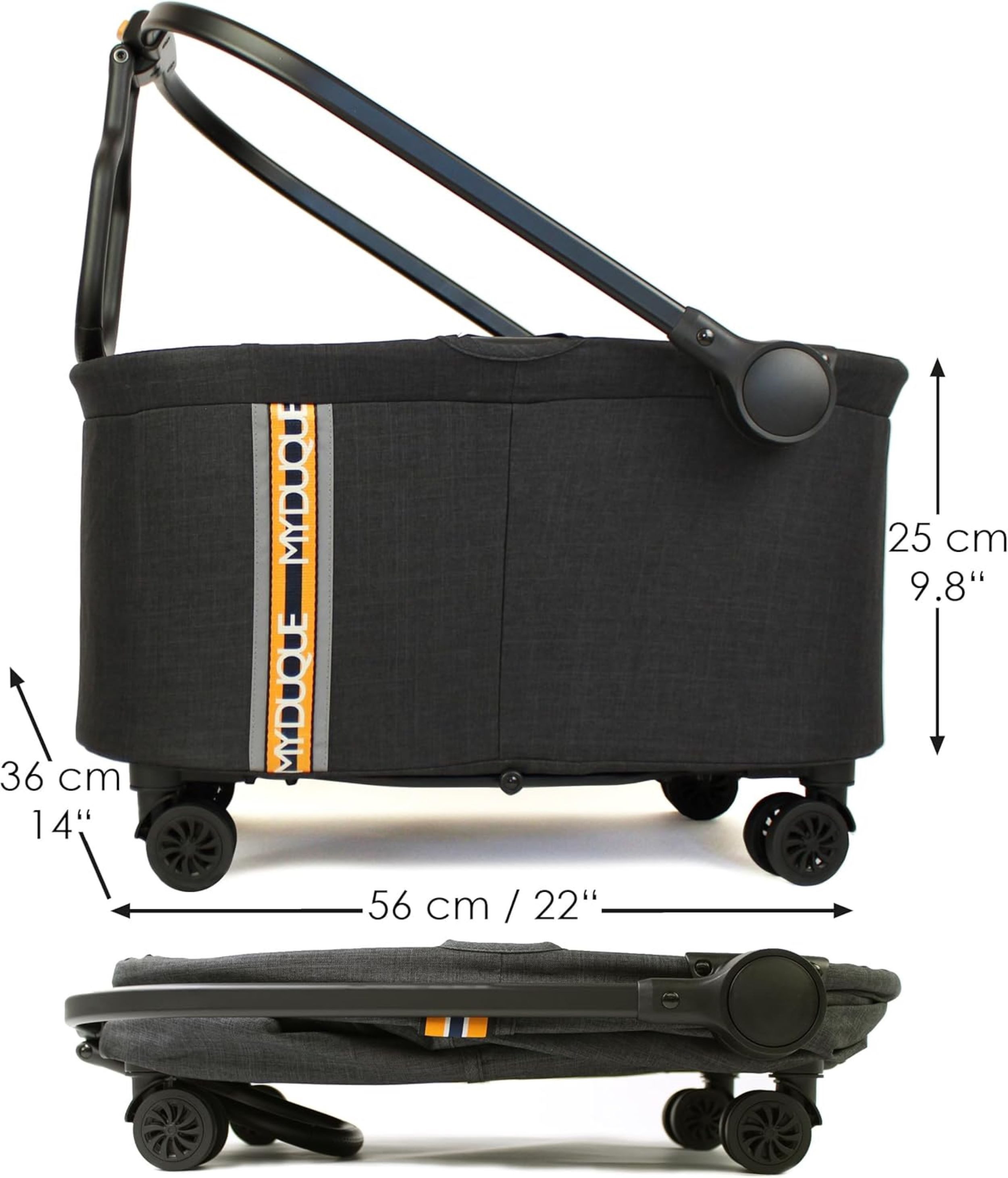 My Duque Fahrradkorb Multi Fahrradkorb 2in1, faltbarer Einkaufstrolley mit Rollen, 2in1 Fahrradkorb mit Rollen