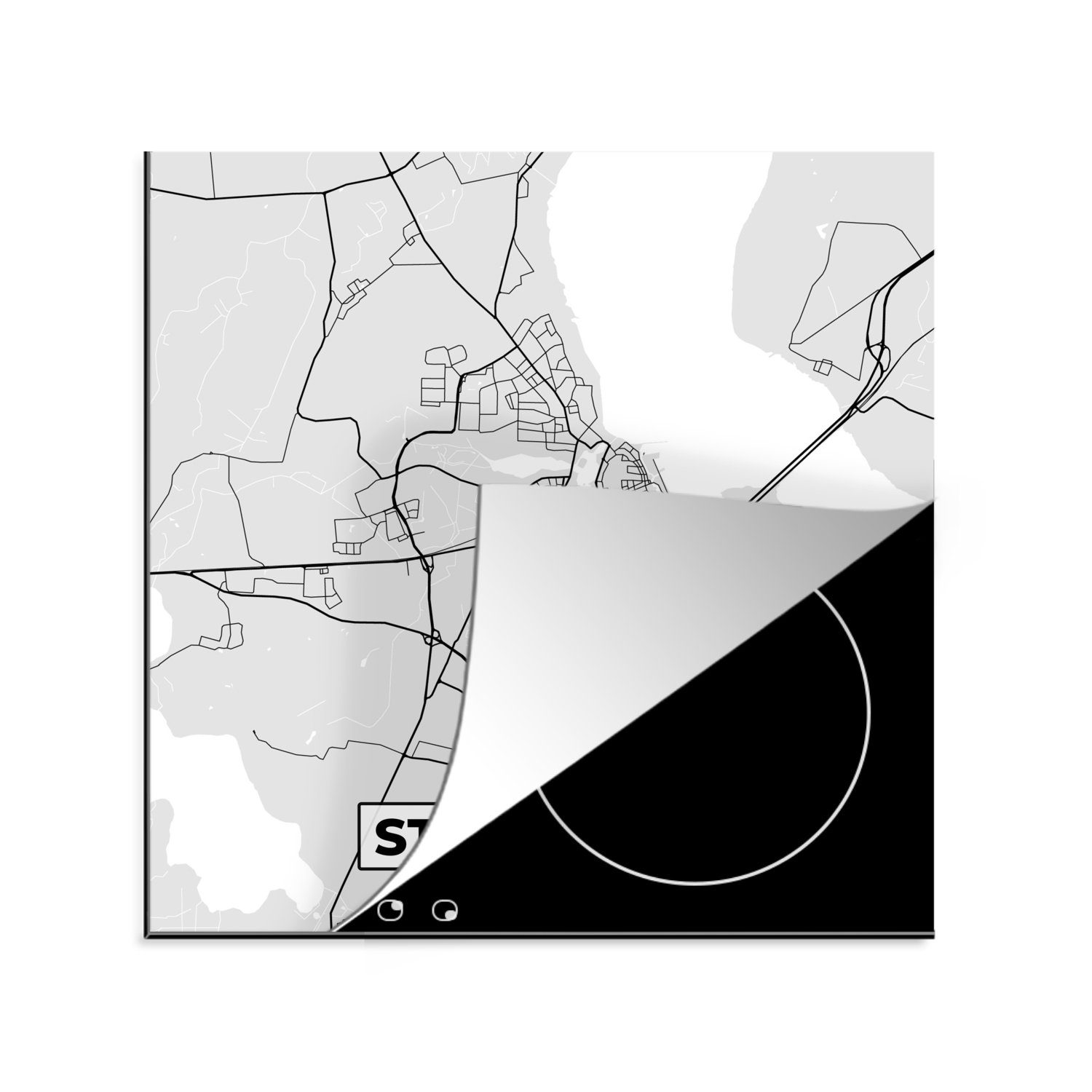 tlg), für Herdblende-/Abdeckplatte Karte, Vinyl, Ceranfeldabdeckung, Deutschland Stadtplan 78x78 - - - Karte (1 Stralsund küche Arbeitsplatte - MuchoWow cm,