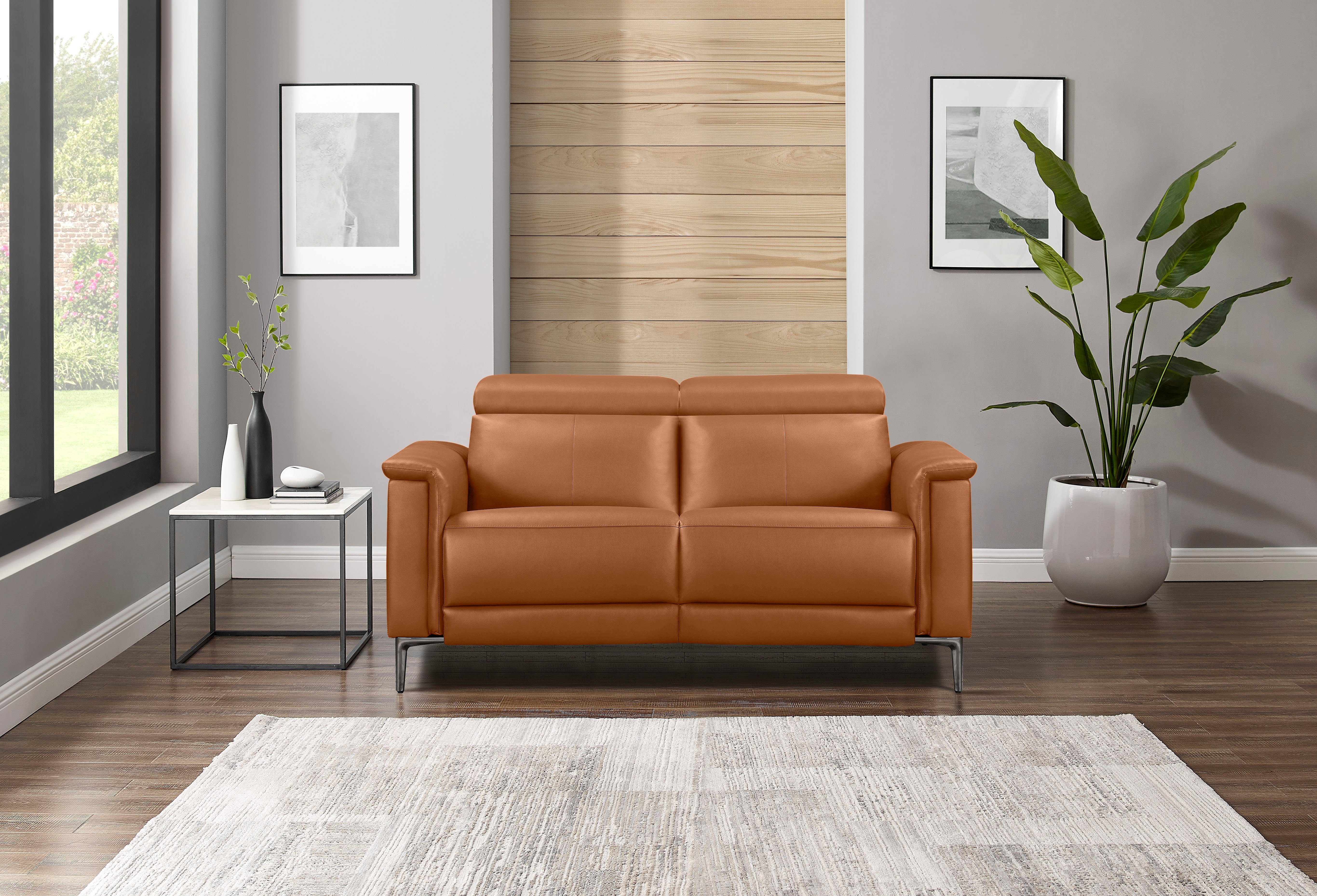 OTTO home 2-Sitzer LUND,Naturleder, 160 cm, mit Relaxfunktion und Kopfteilverstellung, manuell od. elektrisch (m.USB-A), Federkern und …