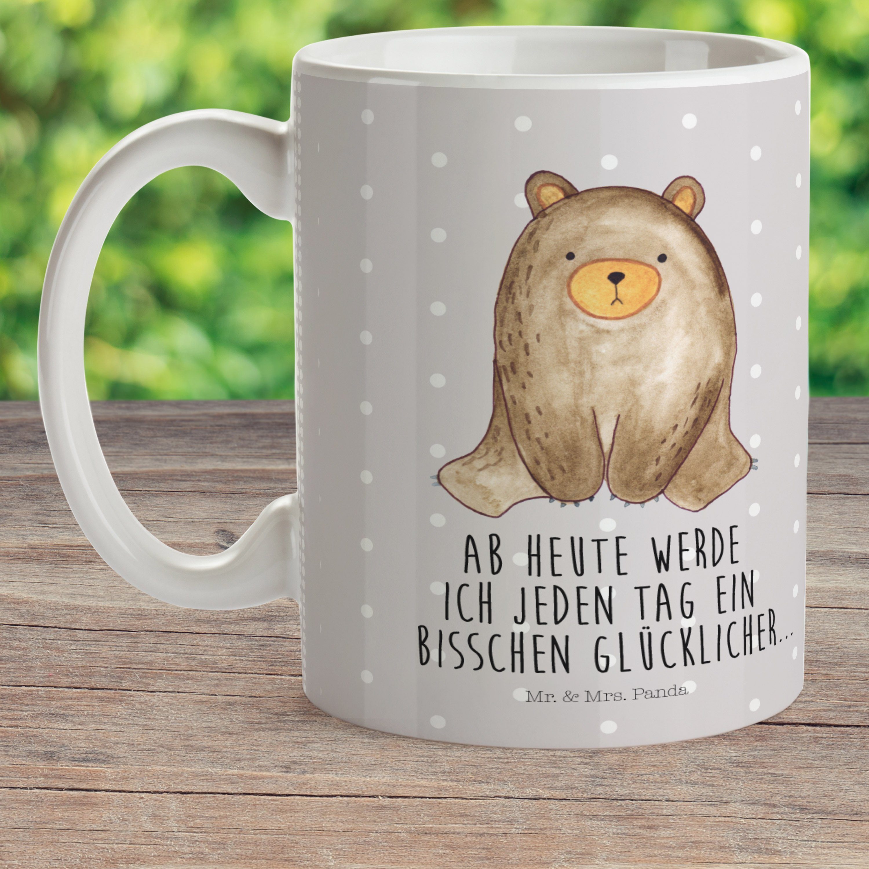 Pastell Kaffeetasse, Mrs. - sitzend Bär Kunststoff - Mr. Grau Kinderbecher Geschenk, Panda Kindergartenbeche, &