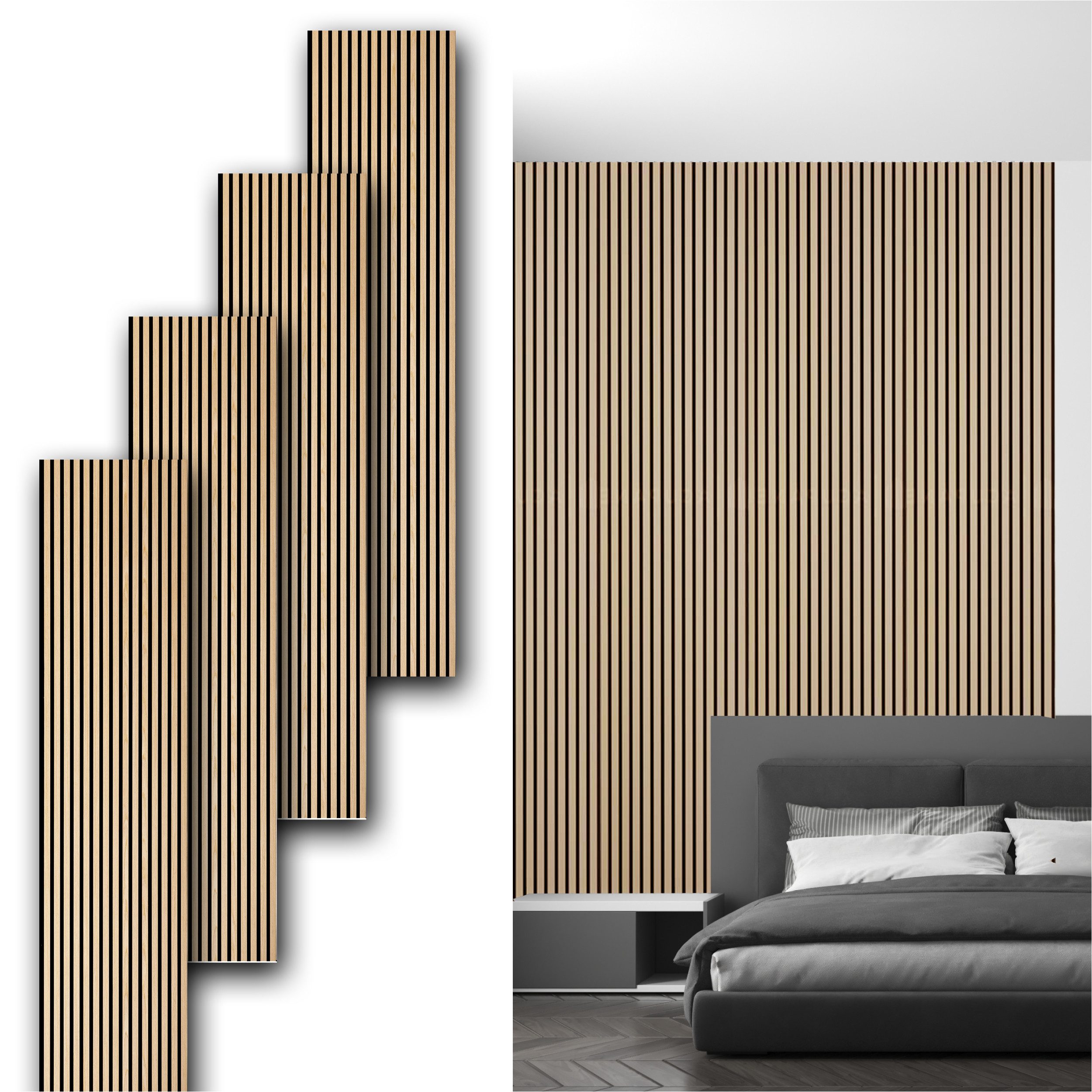 SONIDO Wandpaneel Sparset XXL Premium Akustikpaneele mit Eiche Echtholzoberfläche, BxL: 56,00x244,00 cm, 1,36 qm, (Sparset mit 2, 3 oder 4 Paneelen, 4-tlg., Ver – Bild 3 von 5