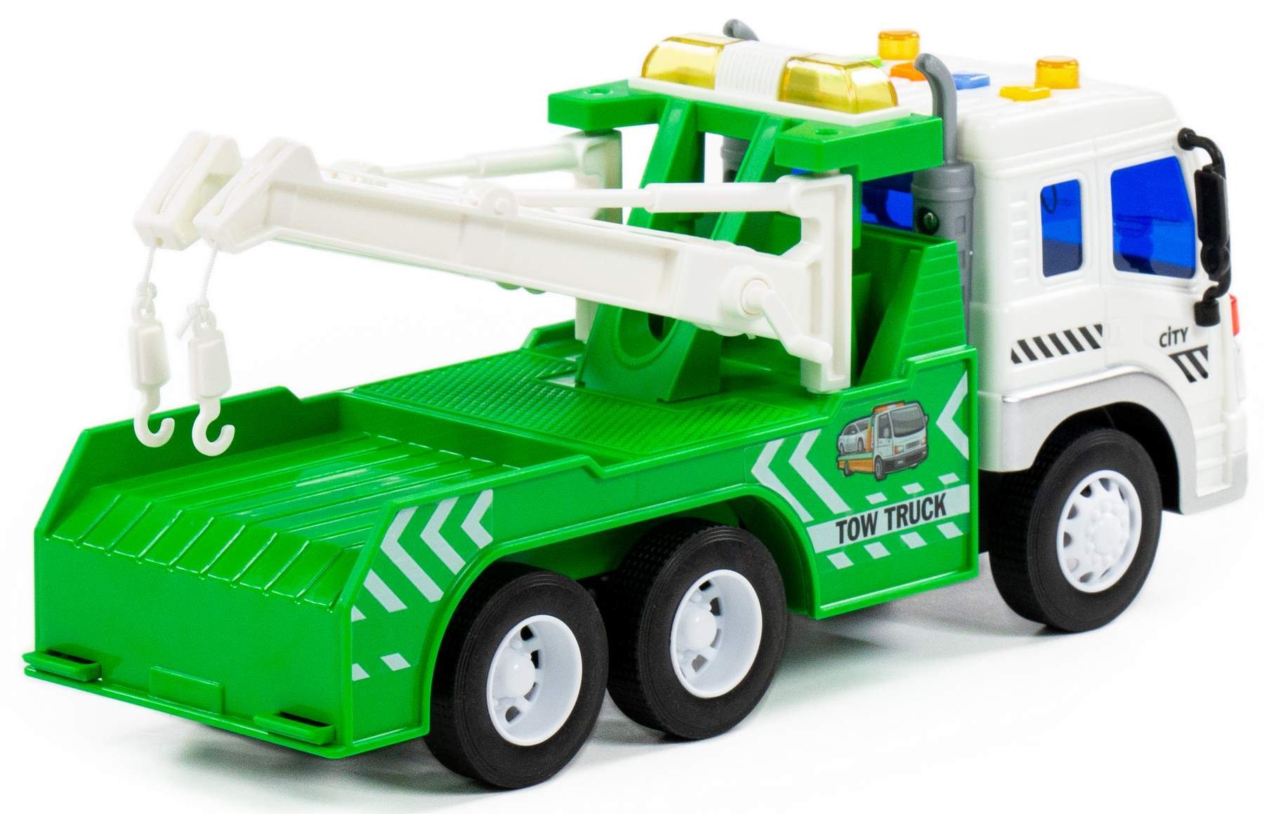 Polesie Spielzeug-Abschlepper Abschleppwagen CITY grün Schwungrad Licht Sound