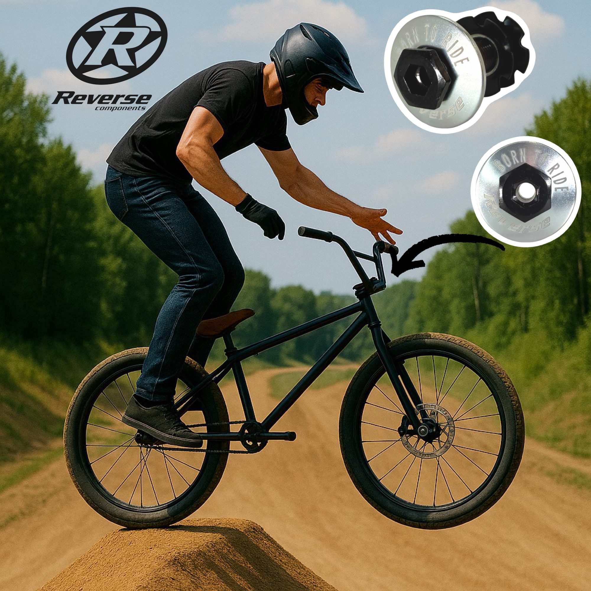 Reverse Fahrradlenker Reverse Alu Dirt Barspin Top Cap Steuersatzkappe M10 Silber