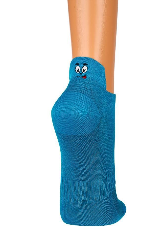 FussFreunde Sneakersocken 3 Paar Unisex Sneakers Socken mit Smiley Fersen-Stick Damen & Herren (3 Paar) mit Spezial-Piqué-Netzstrick