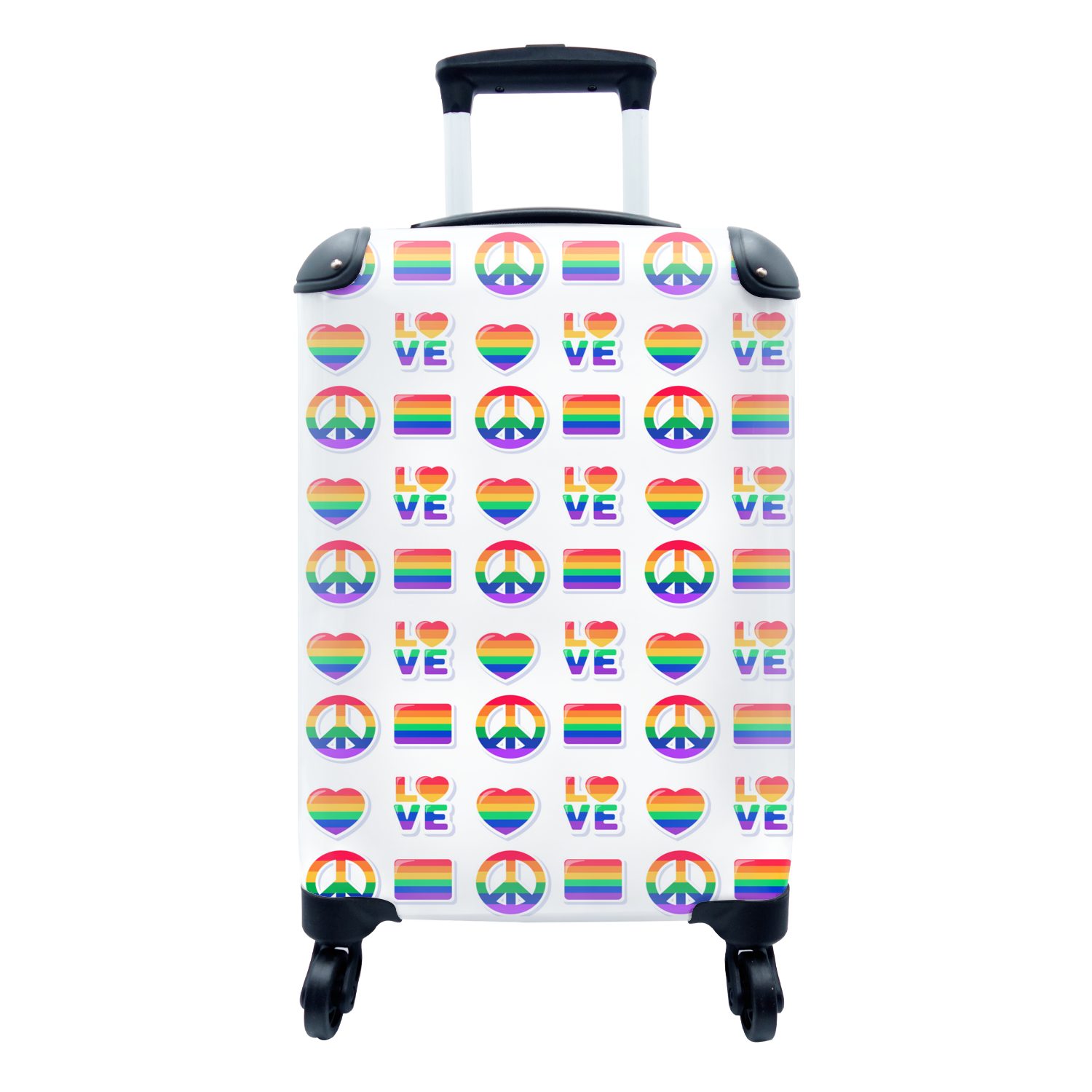 MuchoWow Handgepäckkoffer Liebe - Regenbogen - Muster, 4 Rollen, Reisetasche mit rollen, Handgepäck für Ferien, Trolley, Reisekoffer