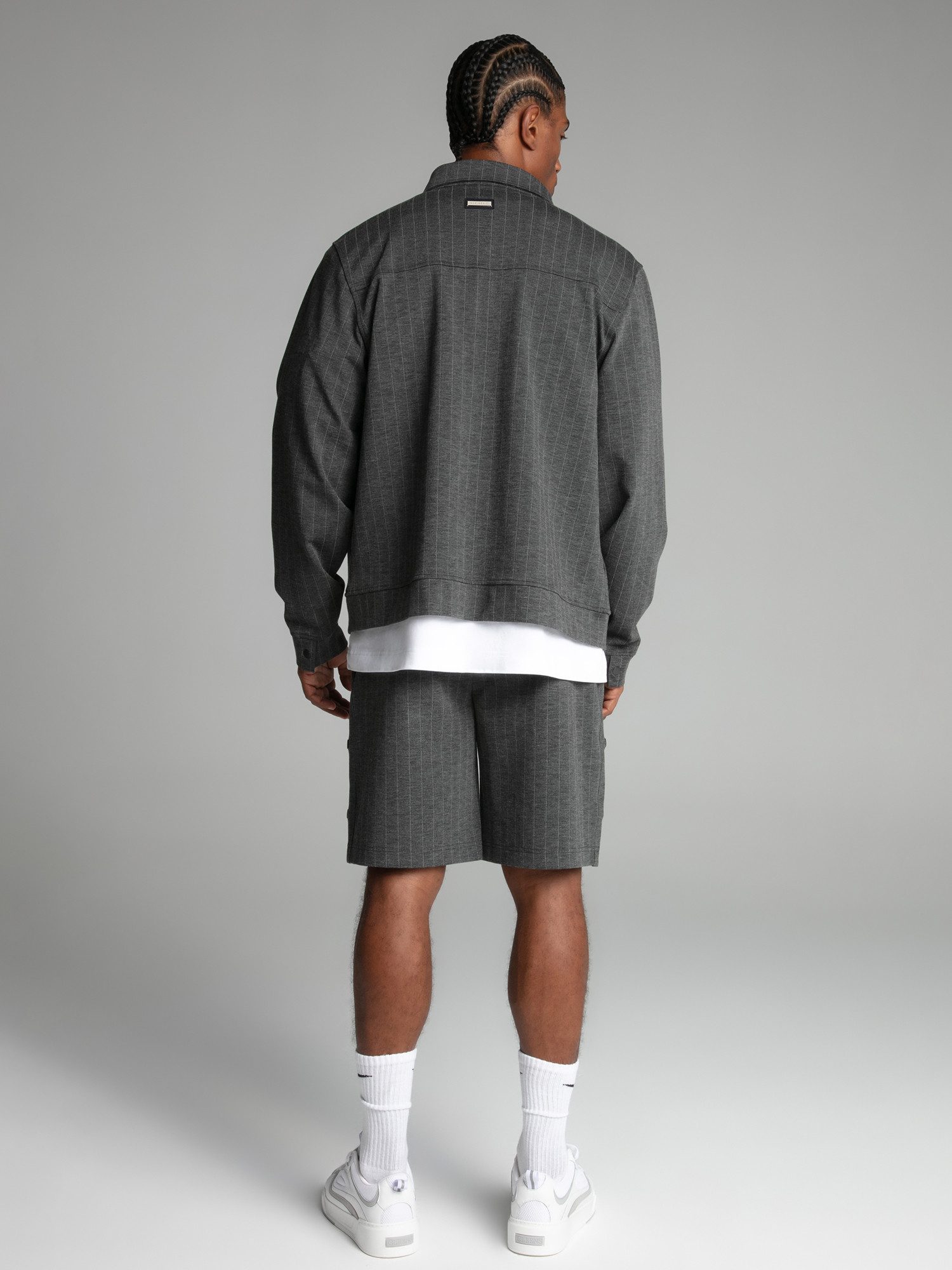 Siksilk Hemdjacke SikSilk Herren Graue Nadelstreifen Jacke – Bild 5 von 5