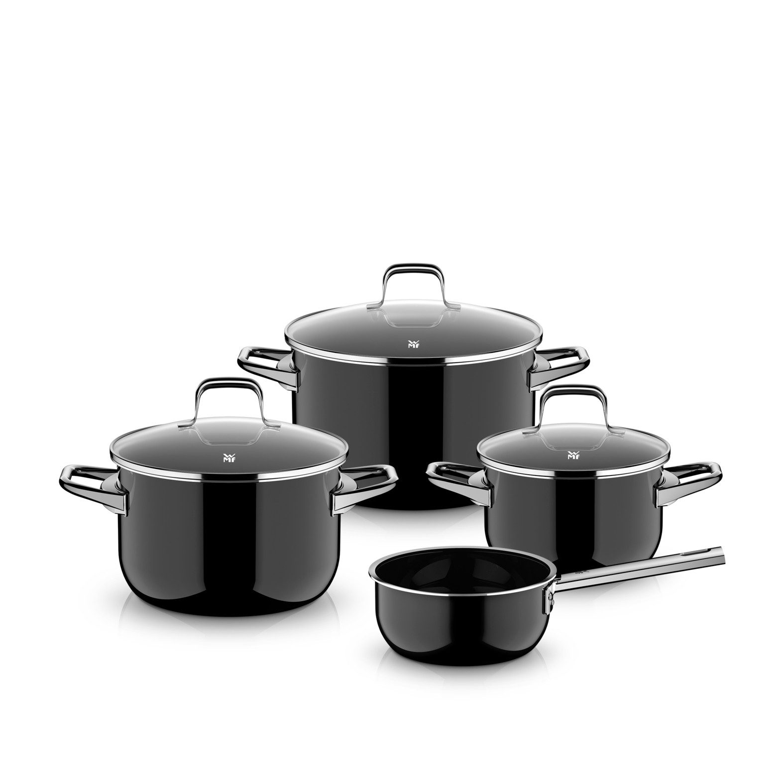 WMF Topf-Set Fusiontec Essential Pro, Glas, Edelstahl (Set, 7-tlg), kratzfeste Oberfläche, wärmereduzierende Hohlgriffe, Made in Germany