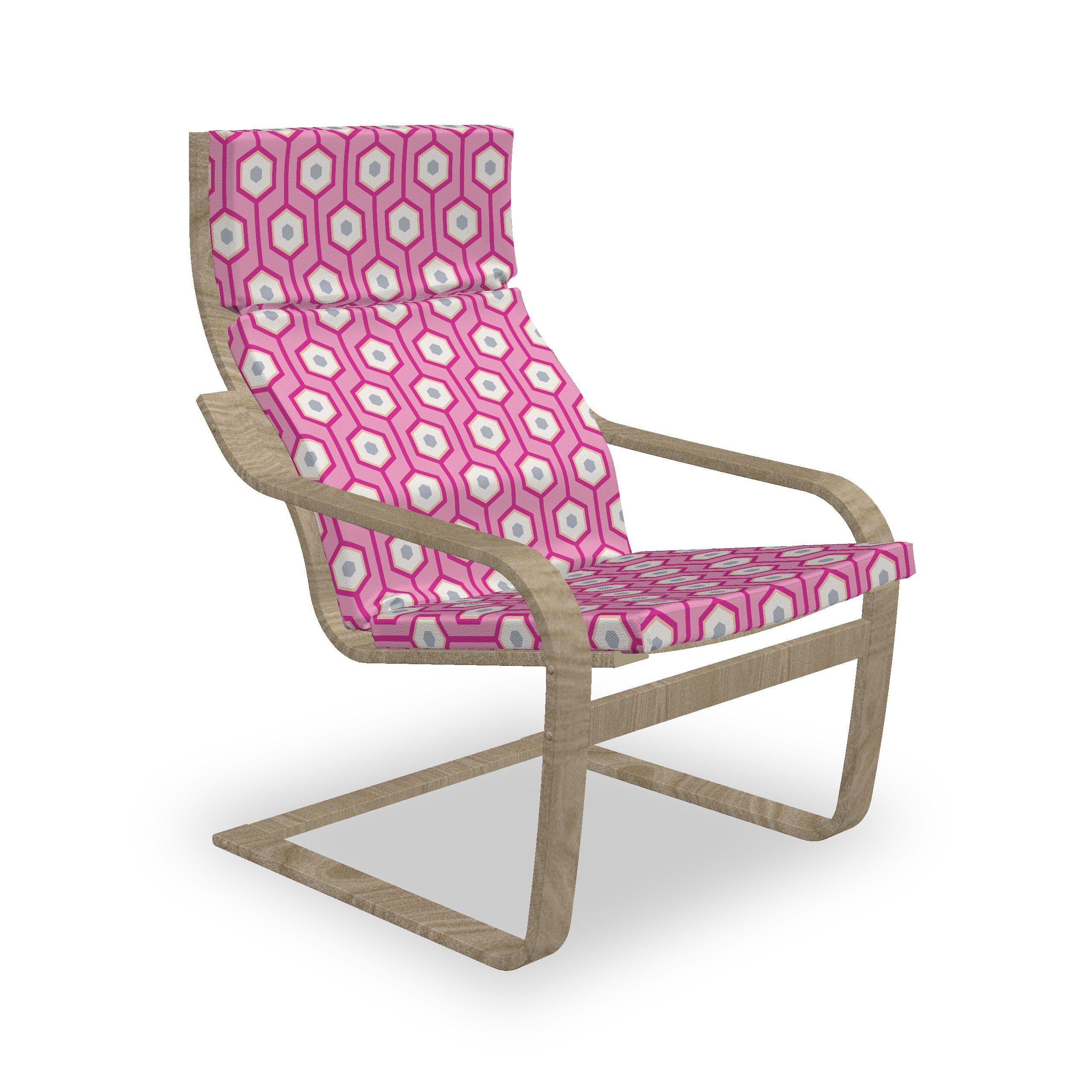 Abakuhaus Stuhlkissen Sitzkissen mit Stuhlkissen mit Hakenschlaufe und Reißverschluss, Rosa Vertikal Hexagons Dots