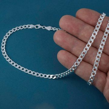 Tony Fein Panzerkette Panzerkette 5mm 925er Silber Halskette Massiv Poliert Diamantiert, Made in Italy für Damen und Herren
