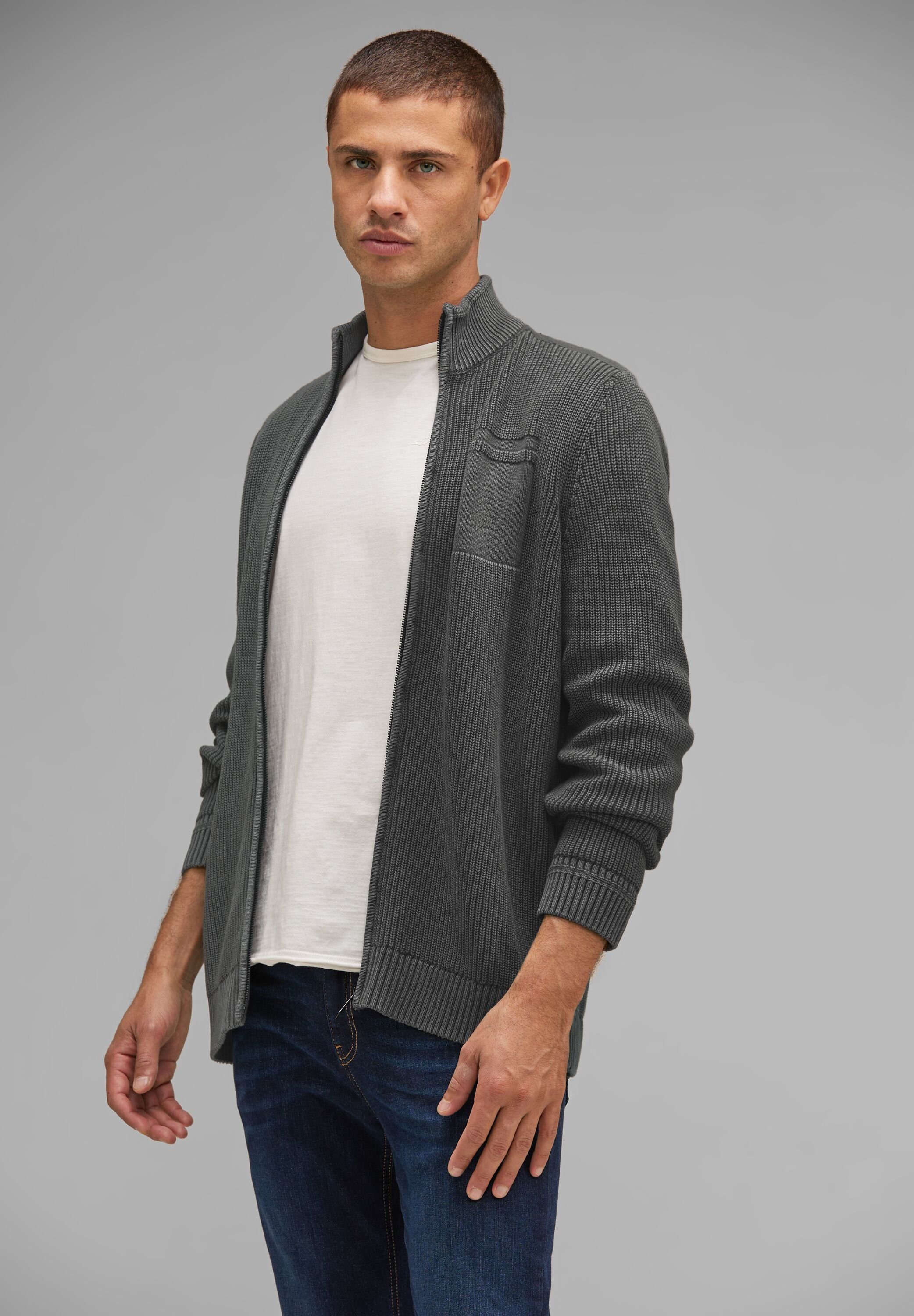 STREET ONE MEN Cardigan mit Stehkragen