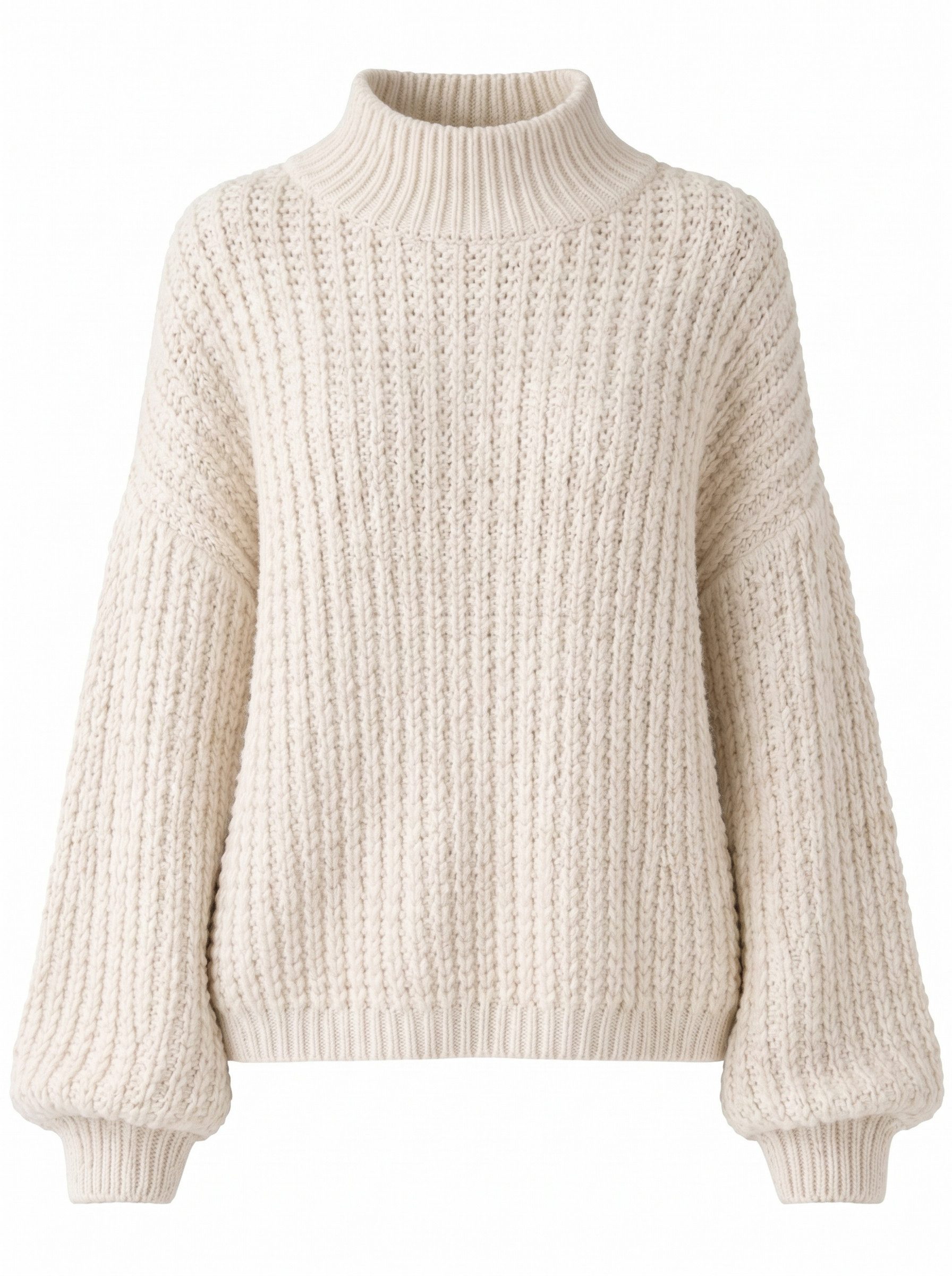 Strickpullover - Pullover - Grobstrick - Stehkragenpullover Strick Damen - Wollpullov