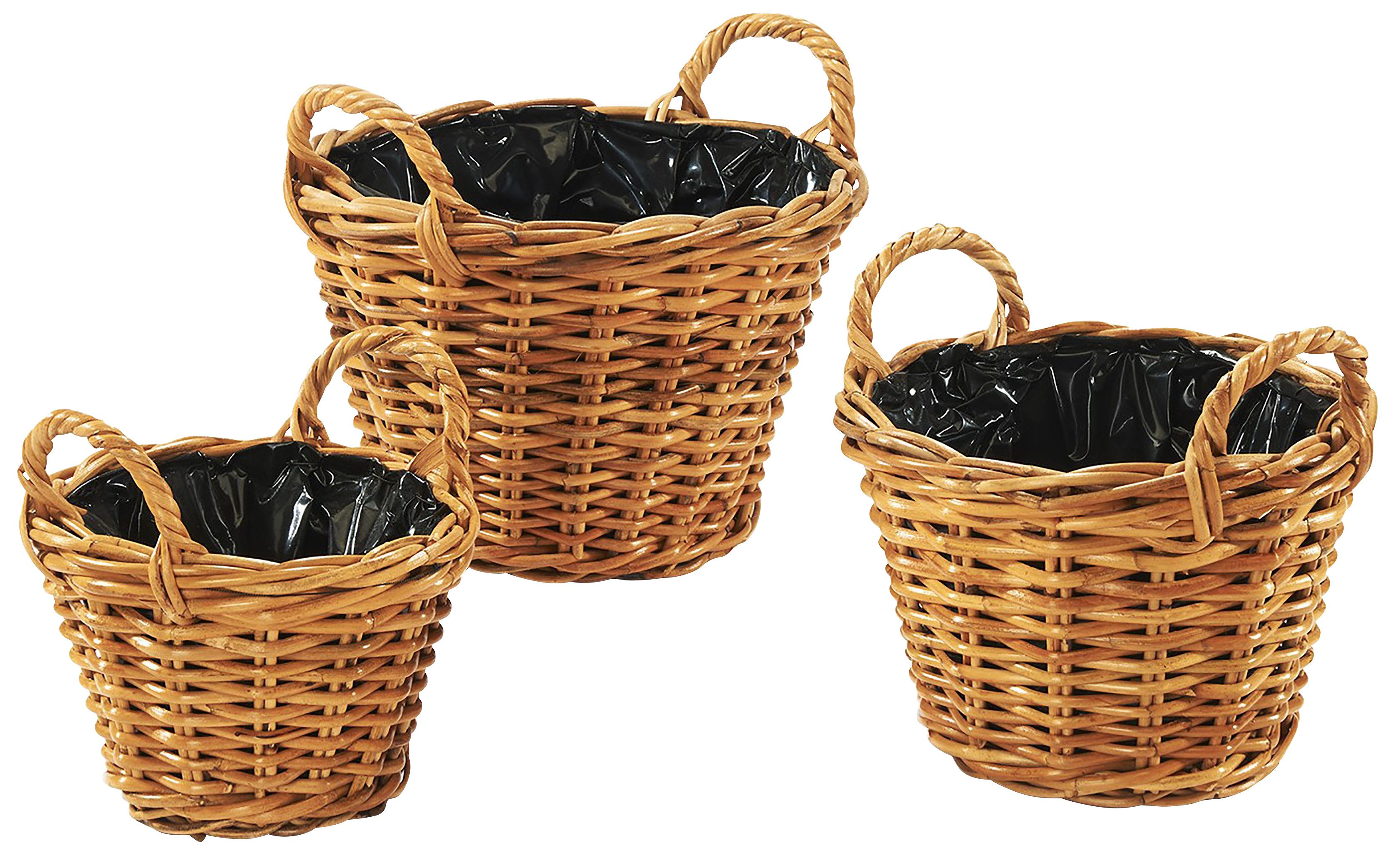 Pflanzkübel Pflanzkorb Übertopf – Rattan lacak – rund - S/3