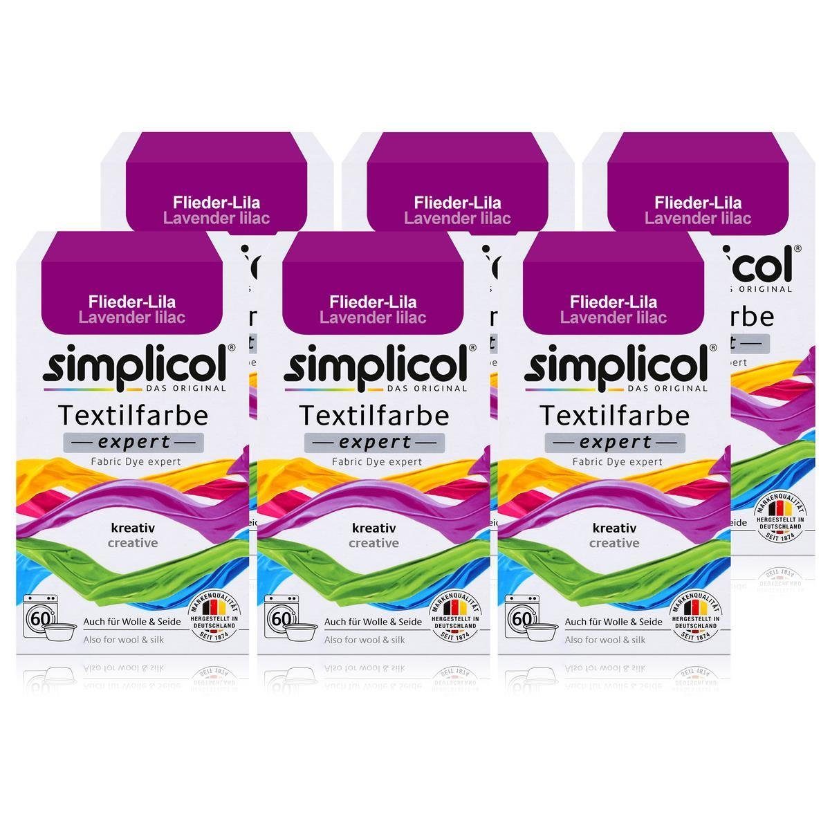 simplicol Textilfarbe Simplicol Textilfarbe expert Flieder-Lila 150g - Farbe zum Färben (6er