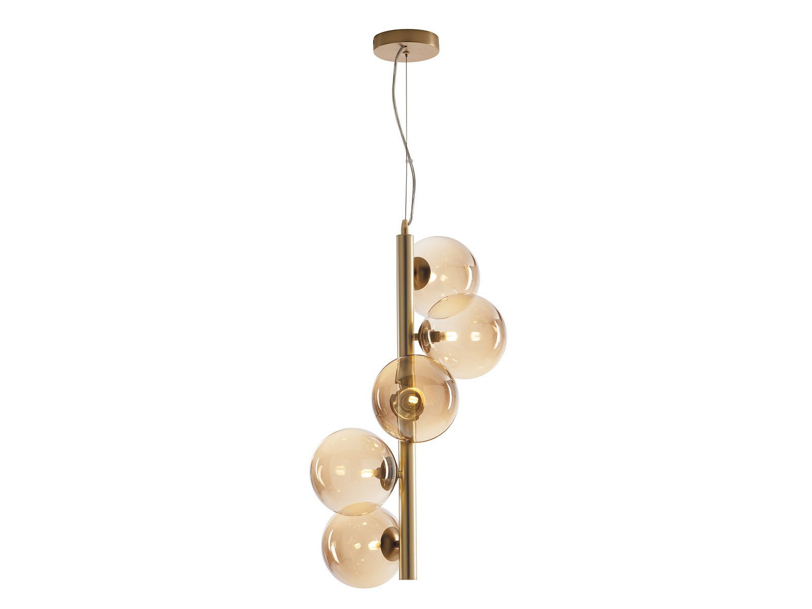 Luce Ambiente Design LED Pendelleuchte 5-flammig mit Glas-Kugeln Höhe 183cm, Dimmfunktion, LED wechselbar, Warmweiß, Designer Hängelampe mehrflammig für hohe Decken hängend über Esstisch