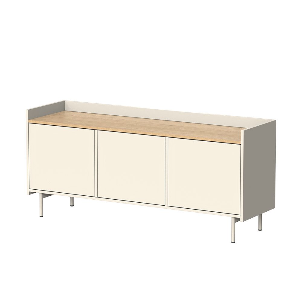 Vicco Lowboard Velina, Creme/Eiche, 140 x 63 cm mit 3 Türen (1 St)